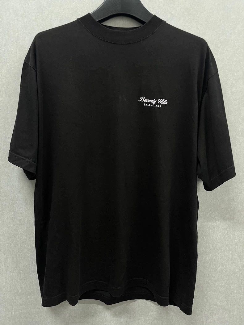 Balenciaga Black Beverly Hills Letter Short Sleeve