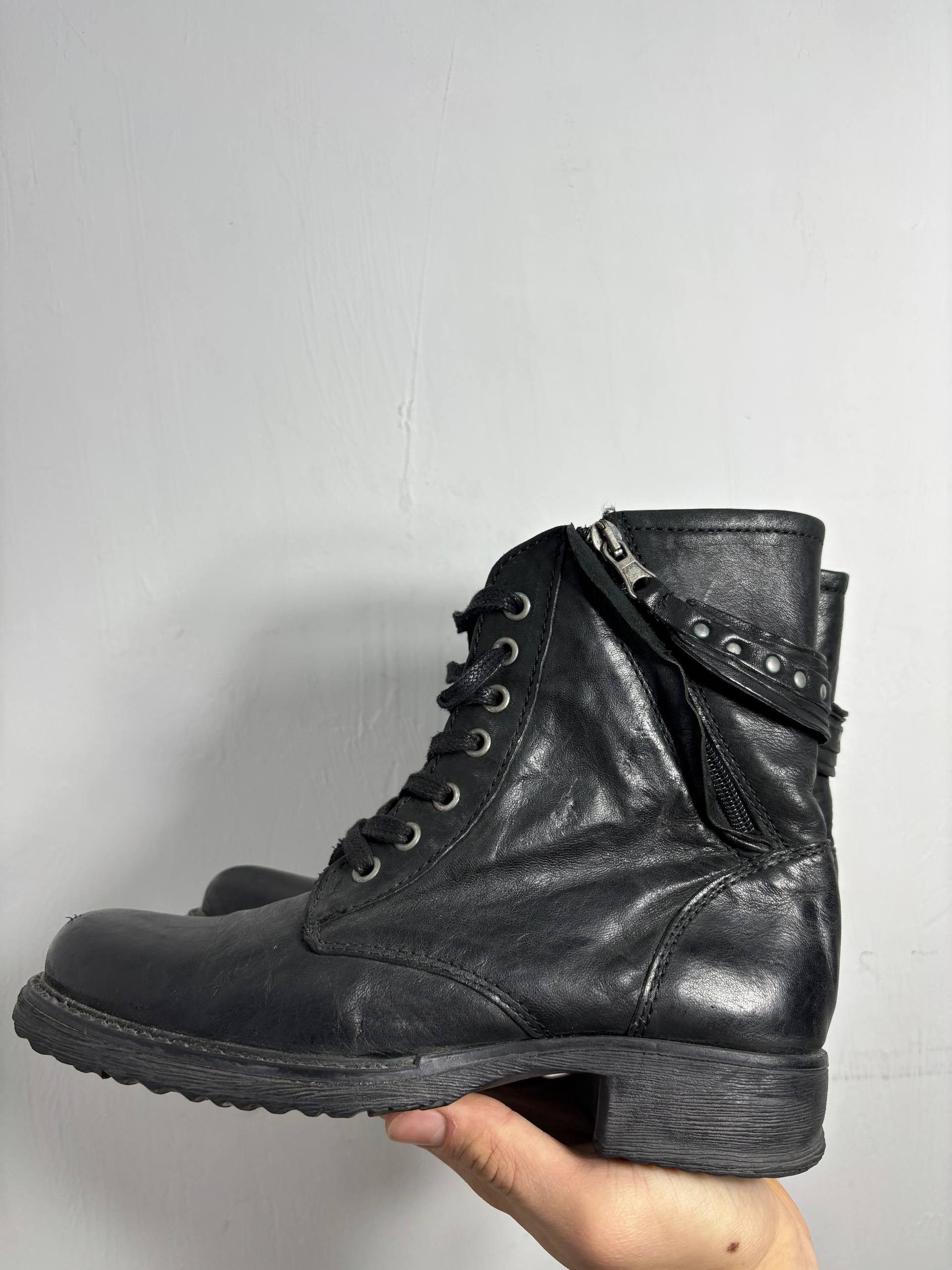 Buffalo London Buffalo Avant Garde Biker Leather Boots VTG Rick Owens STYLE Size US 5.5 / EU 38 - 8 Thumbnail