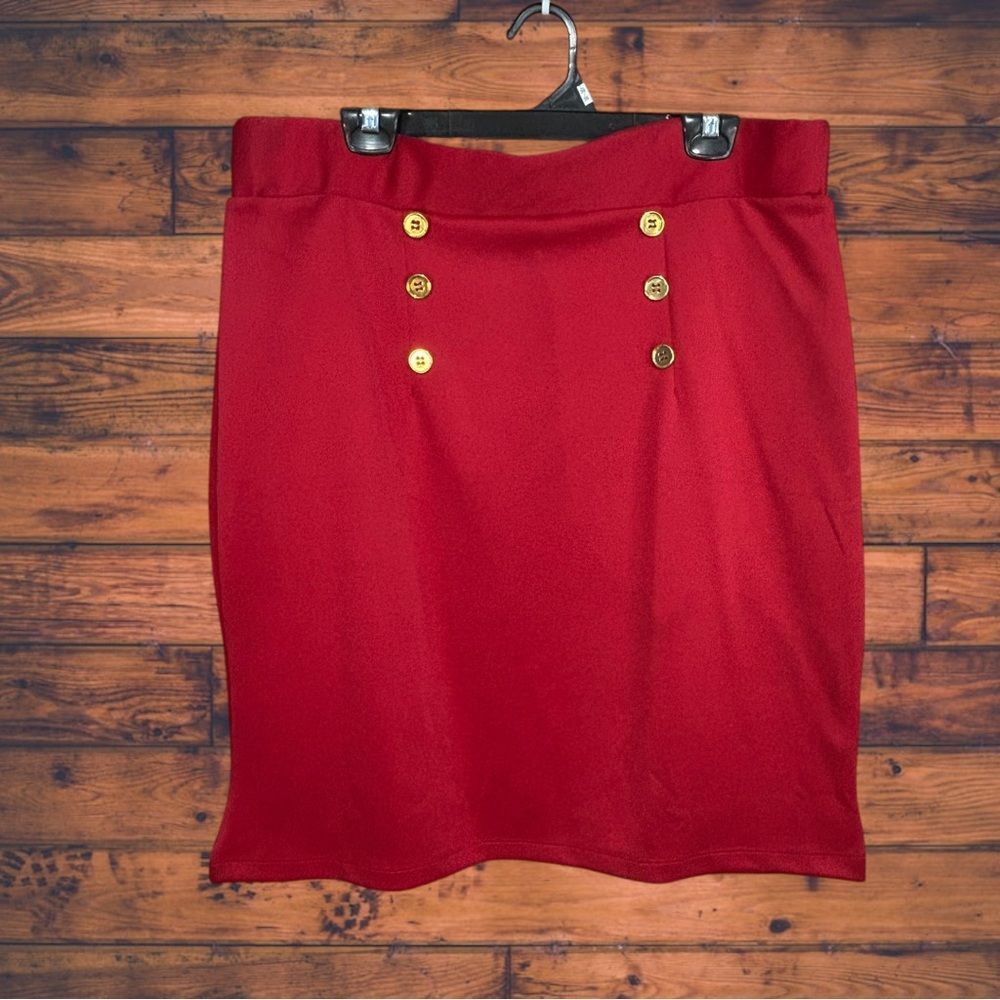 Other Rouge Collection Red Pencil Mini Skirt 3X Size 42" / US 20 - 1 Thumbnail