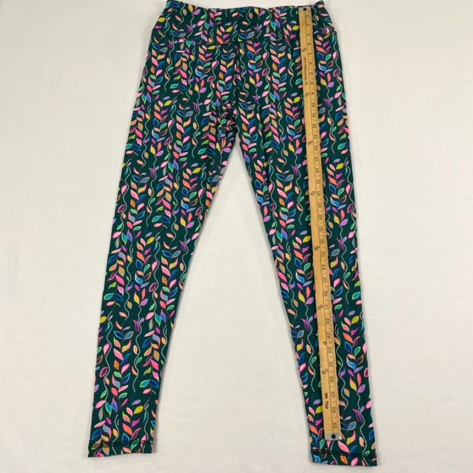 Vintage Lulu B Leggings Women Large Green Floral Active Fitness Stretch Walk Womens Size 36" / US 14 / IT 50 - 5 Thumbnail