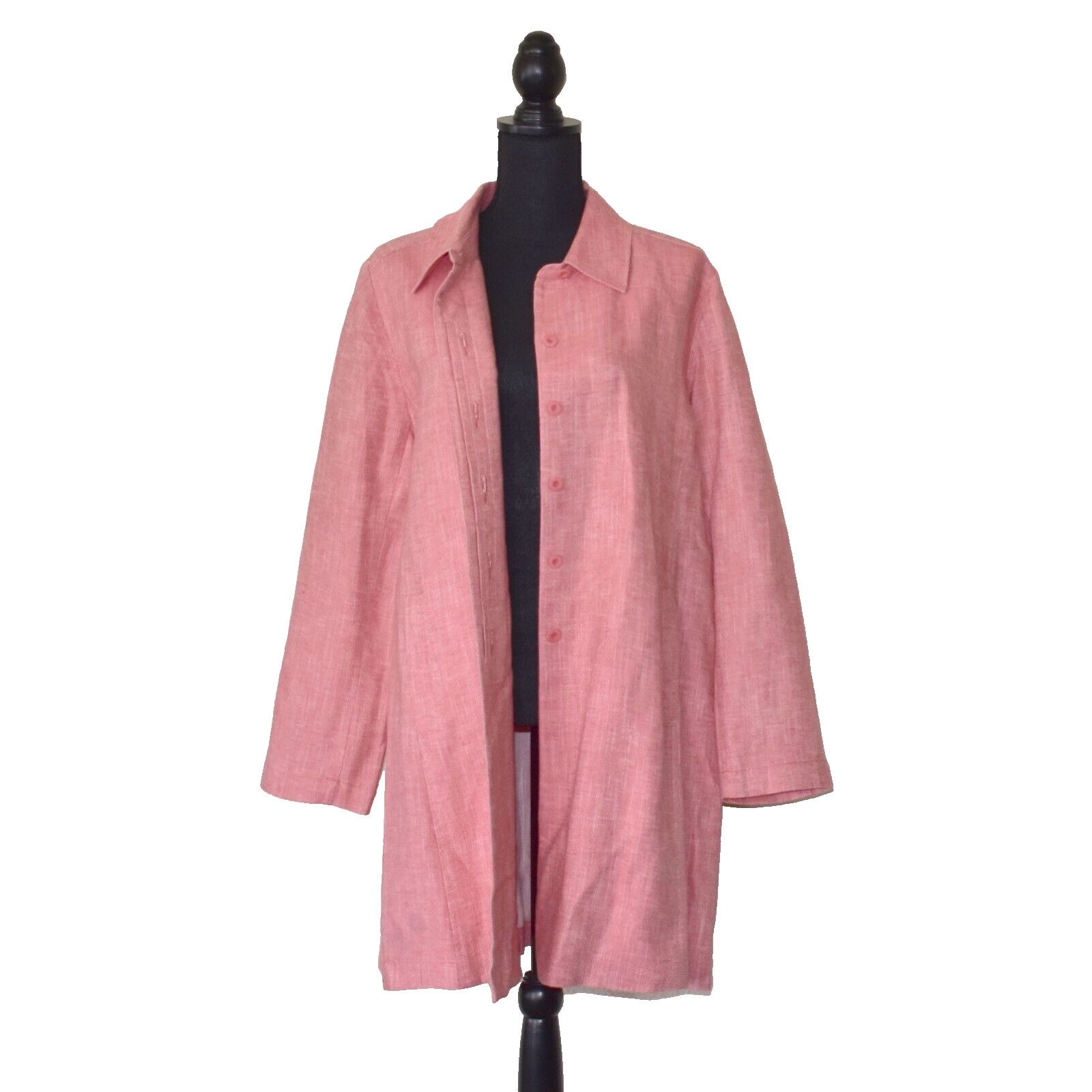 Eileen Fisher NEW EILEEN FISHER Pink Linen Cotton Trench Over Coat Sz L Size L / US 10 / IT 46 - 2 Thumbnail