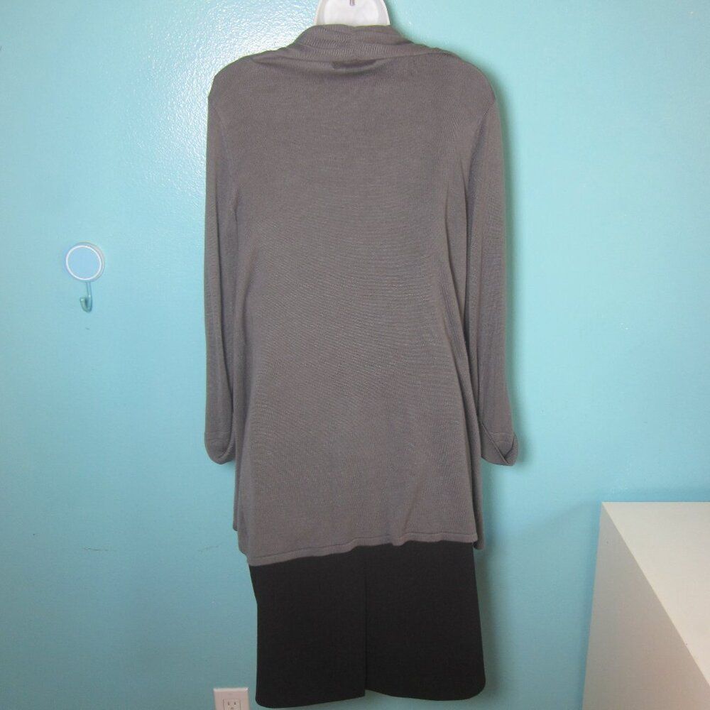 Vass Joan Vass Womens Size L Gray Tight Knit Open Front Long Car Size L / US 10 / IT 46 - 3 Thumbnail