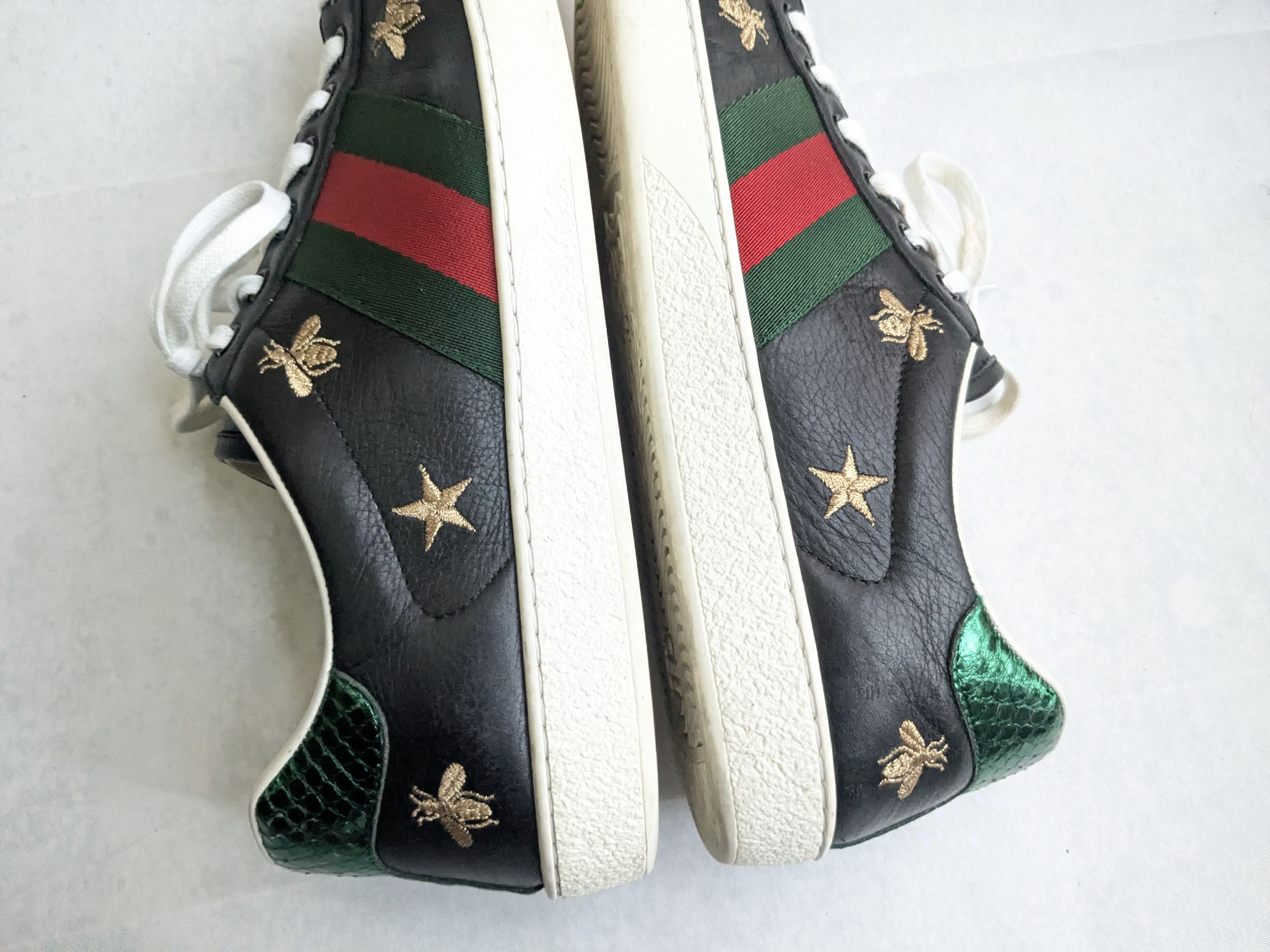 Gucci Gucci Ace Stars Bee Sneakers Black 10.5 Leather Low Size US 10.5 / EU 43-44 - 10 Thumbnail