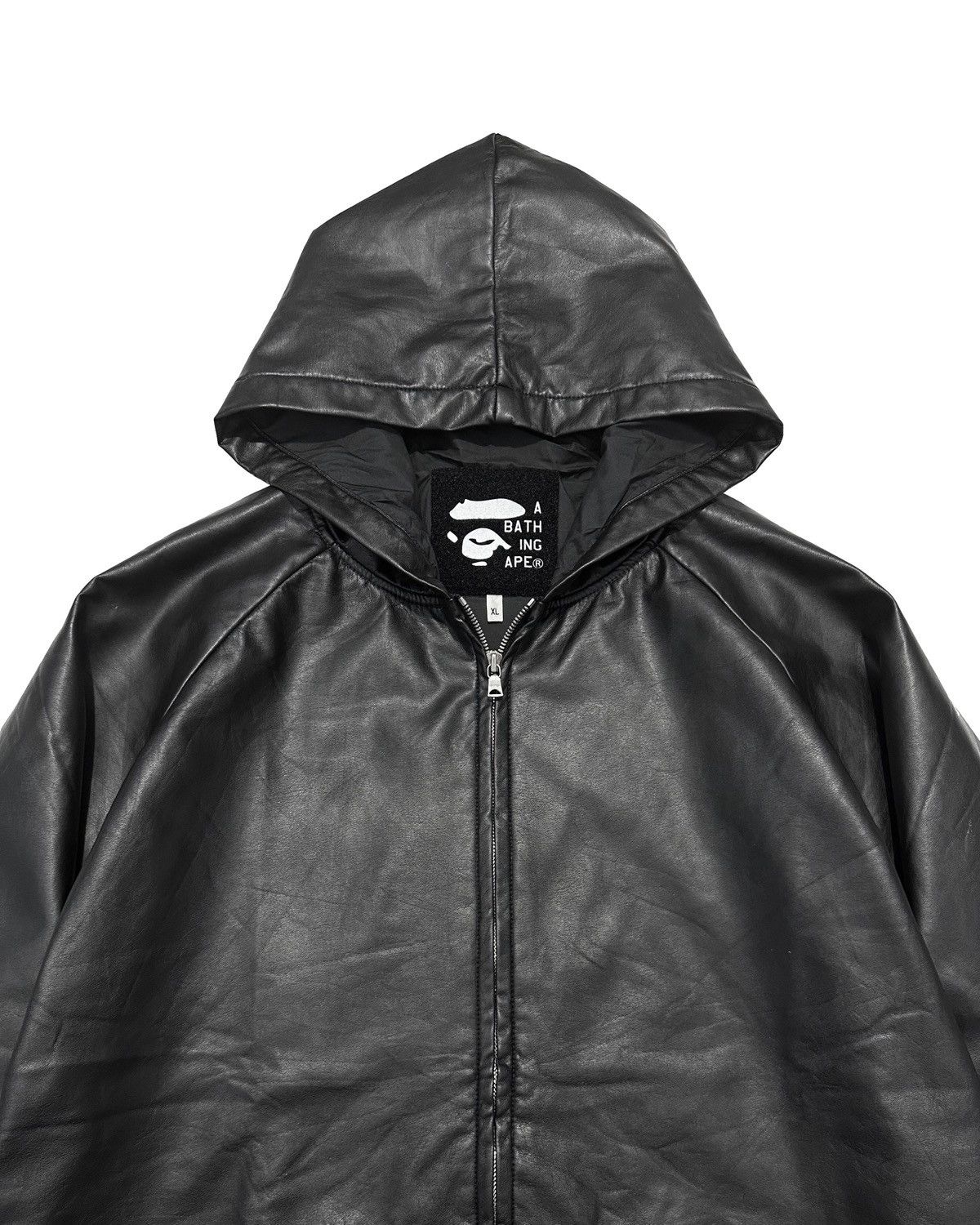 Bape Bape Faux Leather Zip Hoodie Jacket Grailed