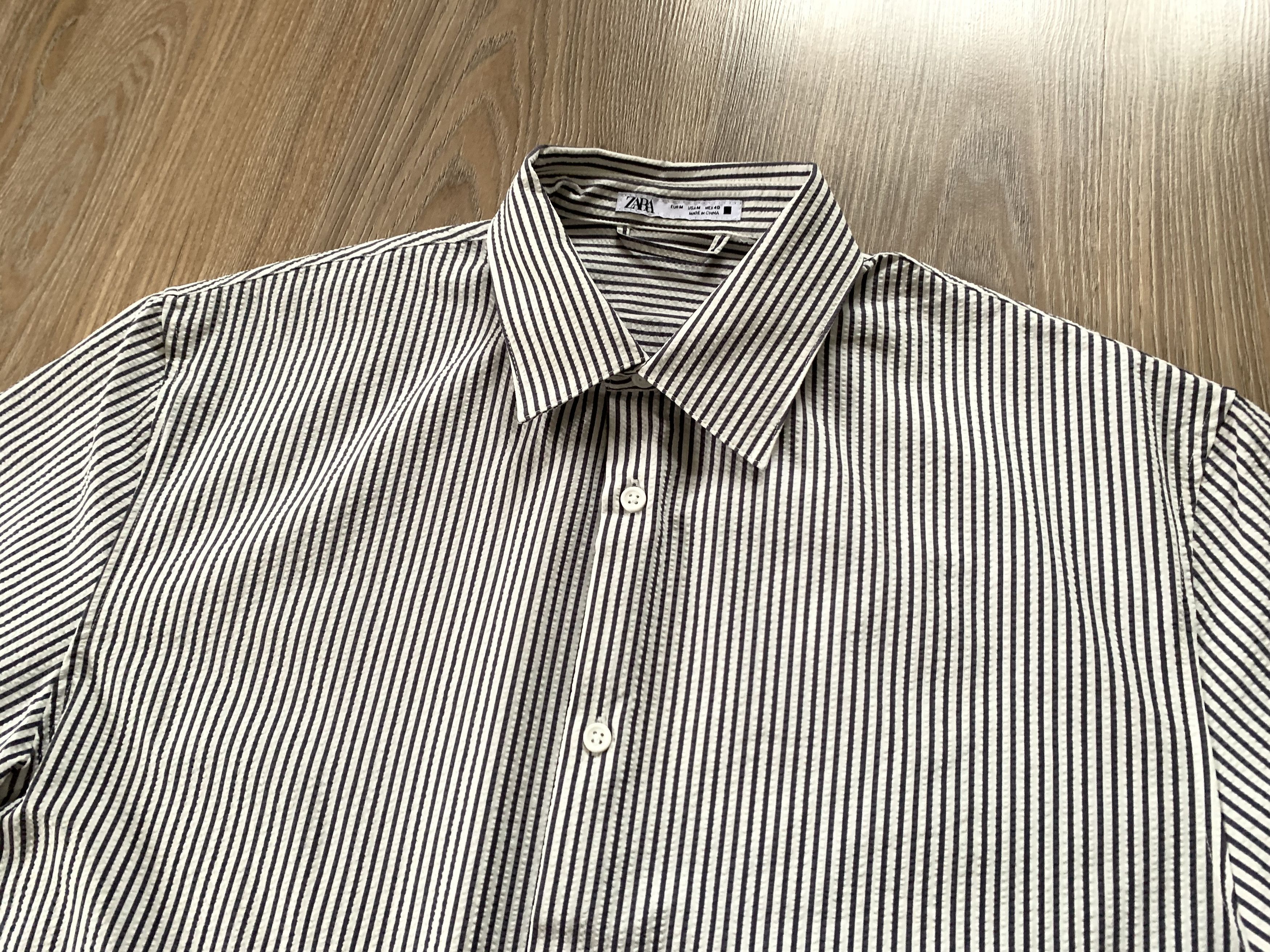 Zara Zara Short Sleeve Seersucker Stripe Shirt Size US M / EU 48-50 / 2 - 4 Thumbnail