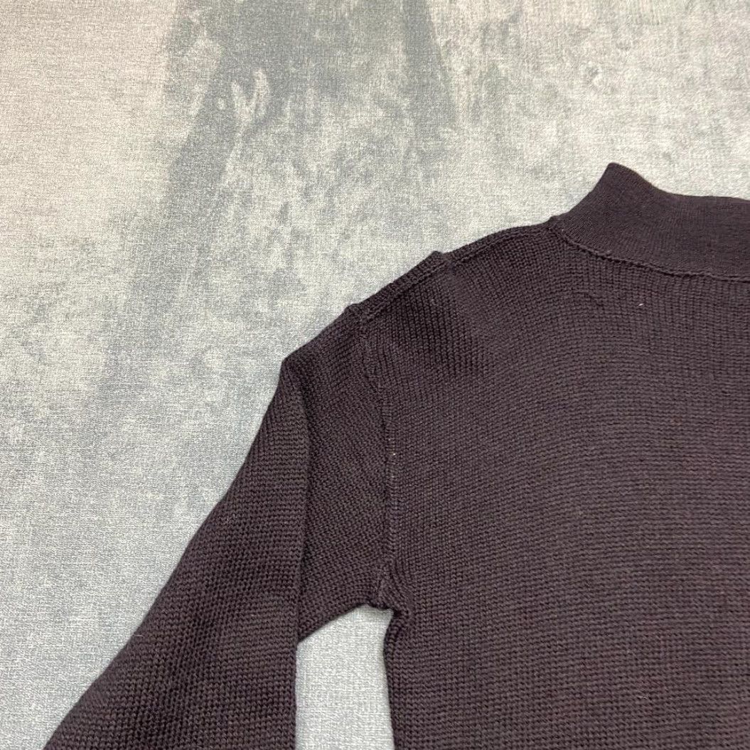 Vintage US Navy Sweater Womens Medium Black Tight-Knit Wool Mock Neck Ribbed Trim 40-42 Size M / US 6-8 / IT 42-44 - 4 Thumbnail