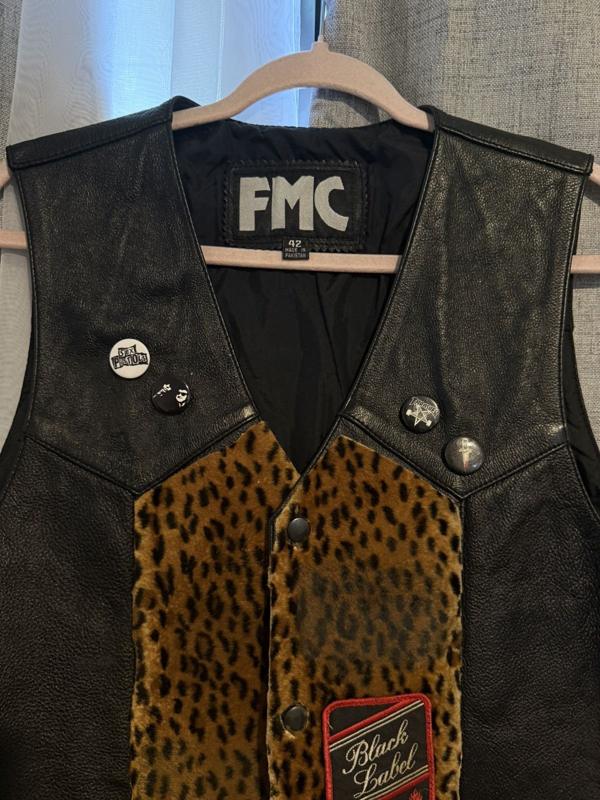 Harley Davidson × Vintage Vintage 90’s Punk Leather & Leopard Patch Vest Size US L / EU 52-54 / 3 - 2 Thumbnail