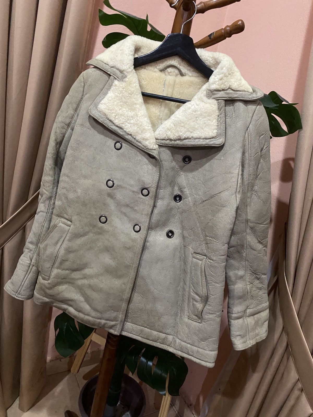 Japanese Brand Tetsuya Minami Shearling Aviator Double-Breasted Coat Size US S / EU 44-46 / 1 - 8 Thumbnail