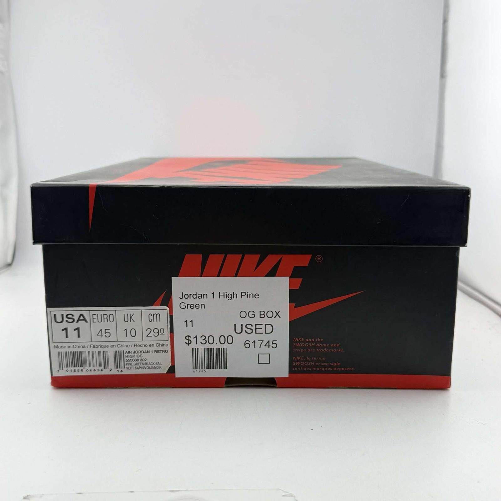 Nike Air Jordan 1 High Pine Green US 11 Used with Box 555088-302 Size US 11 / EU 44 - 8 Thumbnail
