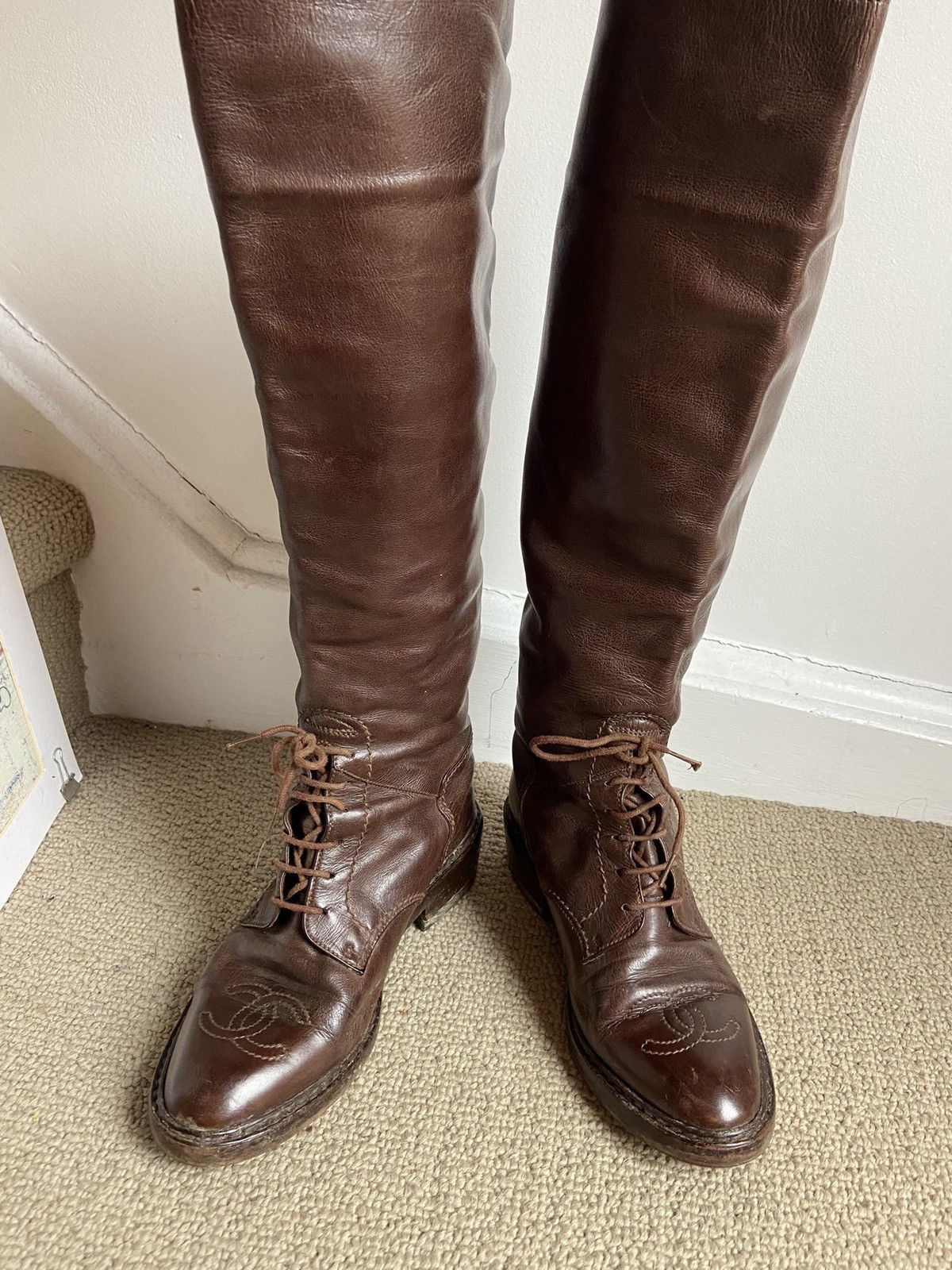 Chanel Chanel Leather Riding Boots Size US 7 / IT 37 - 12 Thumbnail