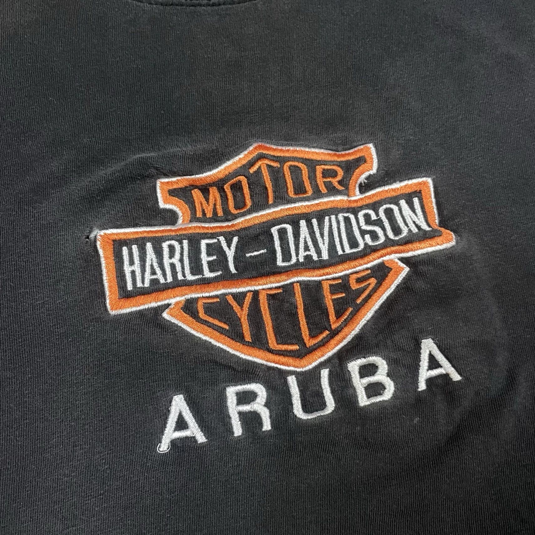 Harley Davidson VINTAGE Harley-Davidson T Shirt Adult XL Black Embroidered Motorcycle Aruba Vtg Size US XL / EU 56 / 4 - 3 Thumbnail