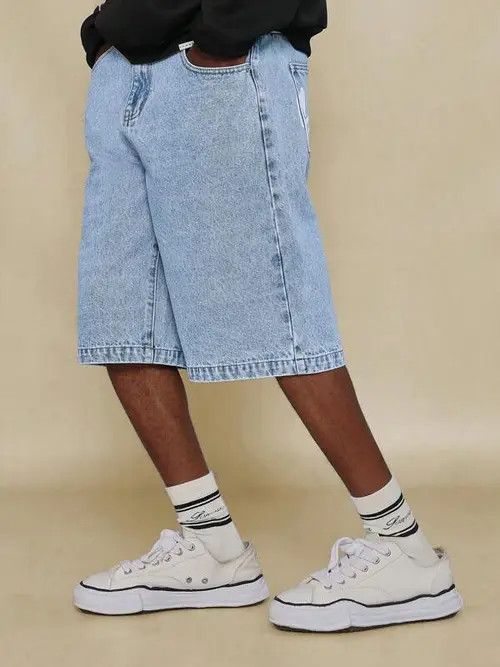 Jean Washed Denim Jeans Drip Drill Shorts Jorts Size US 32 / EU 48 - 4 Thumbnail