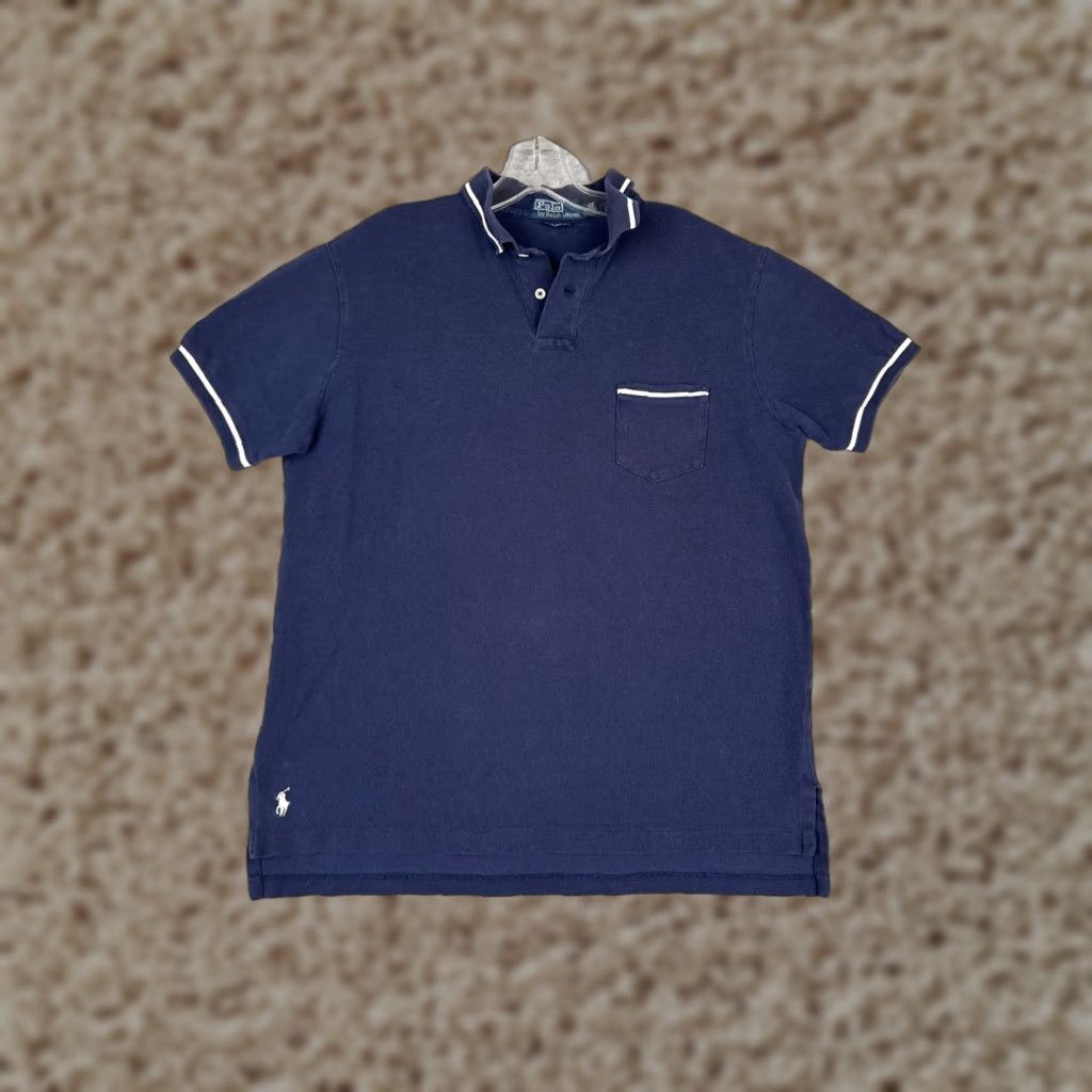 Ralph Lauren VINTAGE Ralph Lauren Polo Shirt Men L Blue Cotton Custom Fit Pocket Shirt Size US L / EU 52-54 / 3 - 1 Thumbnail