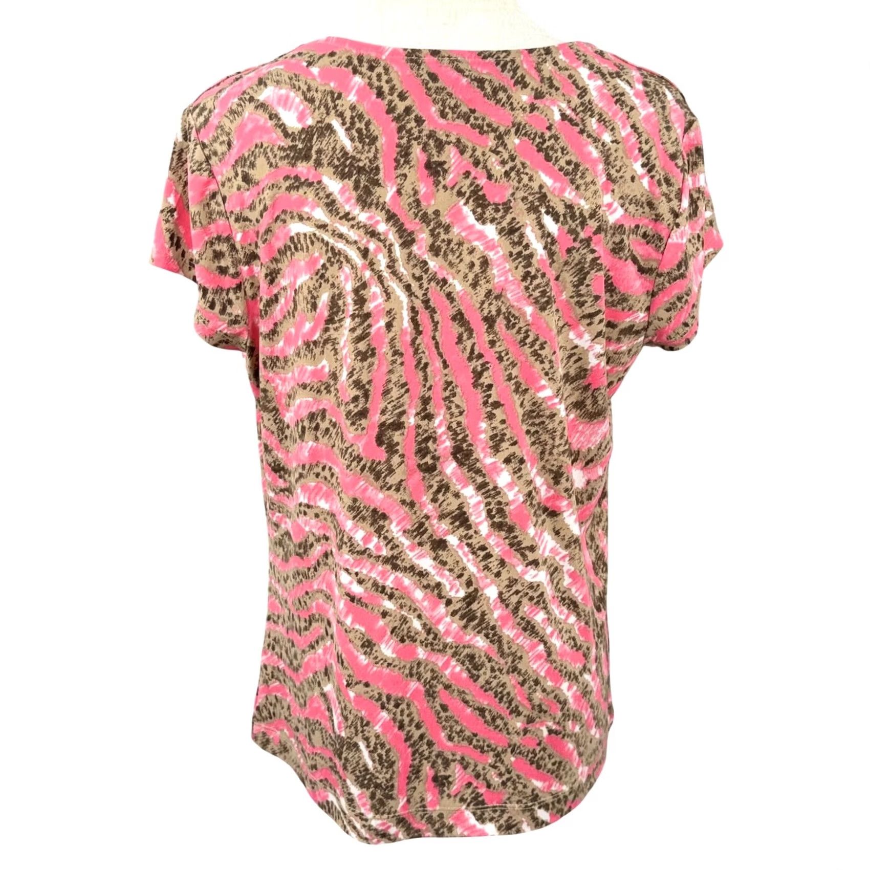 Vintage VINTAGE Jones Wear Blouse Womens L EUC Pink Tan Animal Print Cowl Neck Mob Wife Y2K Animalier Size L / US 10 / IT 46 - 4 Thumbnail
