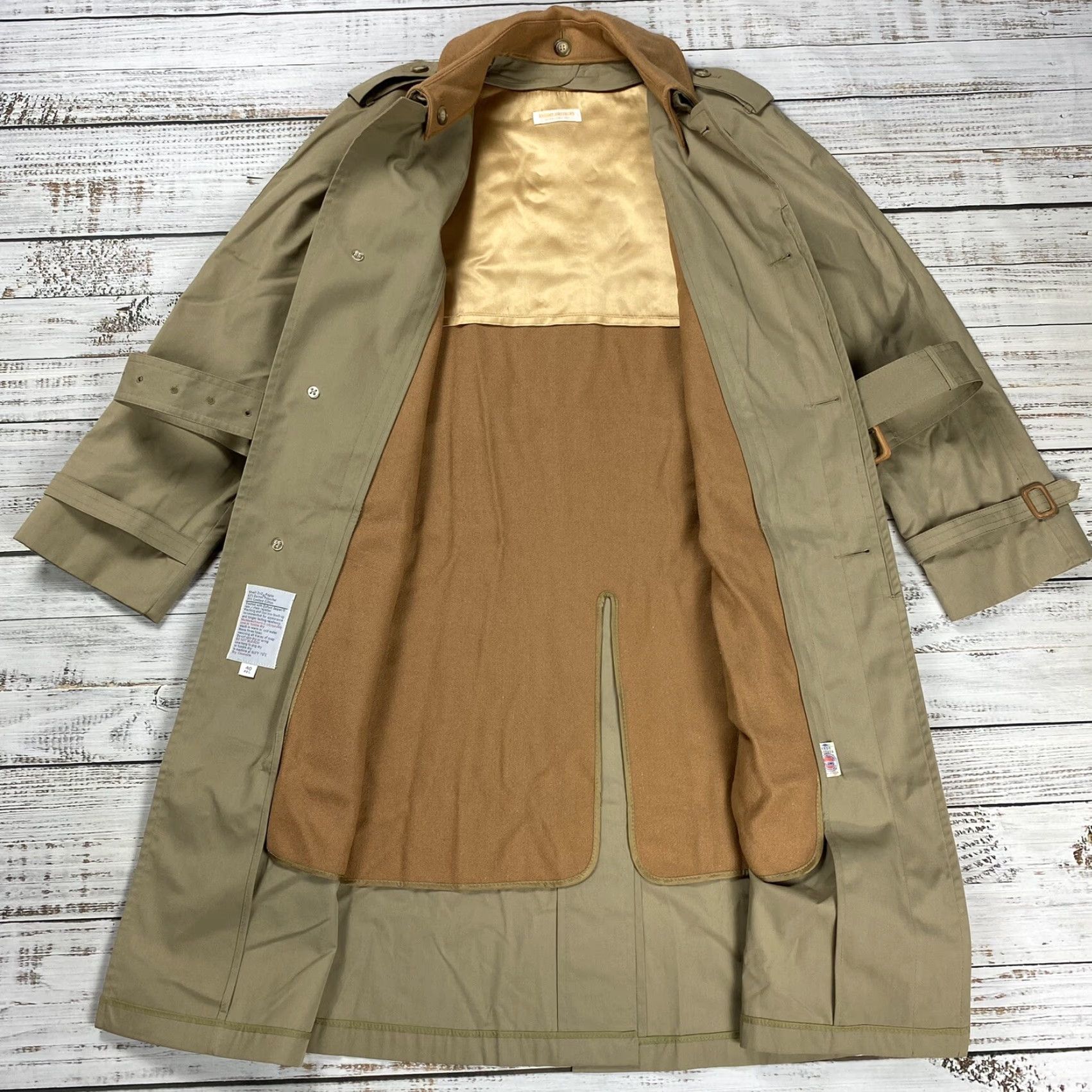 Brooks Brothers VINTAGE Brooks Brothers Trench Coat Wool Lining Removable Collar Beige 40R Mens Long Coat Size US XXS / EU 40 - 7 Thumbnail