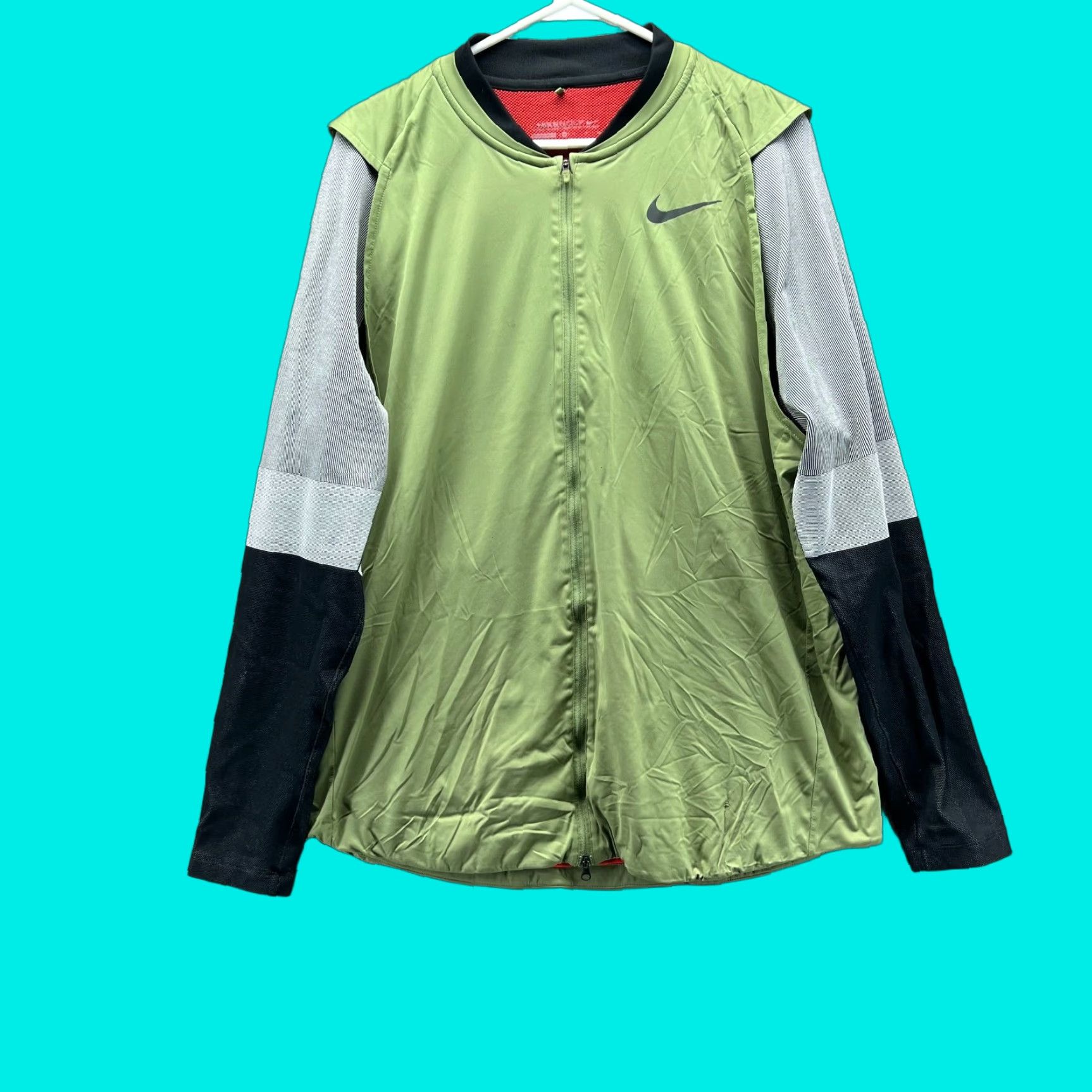 Nike VINTAGE Nike Golf Jacket Mens L Green Full Zip Windbreaker Black Sleeves Bomber Size US L / EU 52-54 / 3 - 1 Thumbnail