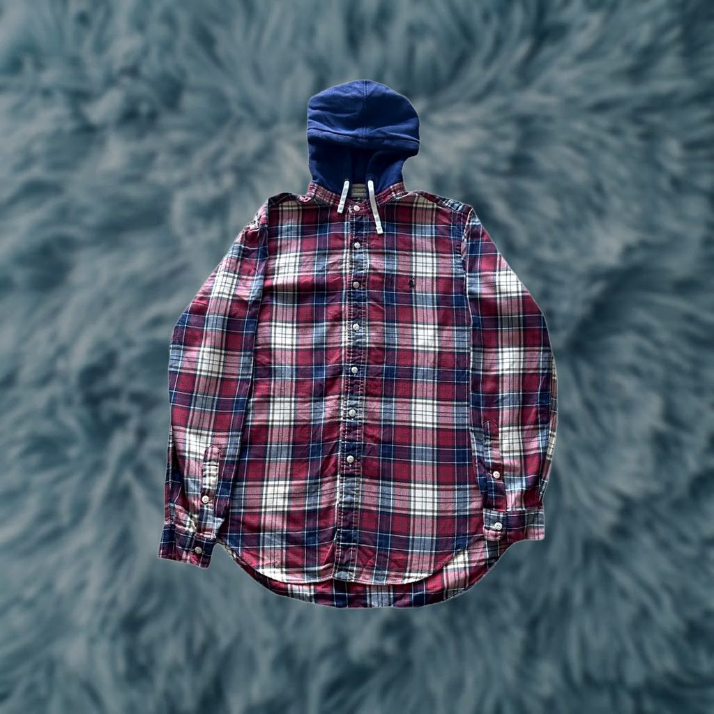 Polo Ralph Lauren VINTAGE 90s Polo Ralph Lauren Shirt Men Large Red Plaid Flannel Button Up Hoodie Size US L / EU 52-54 / 3 - 1 Thumbnail