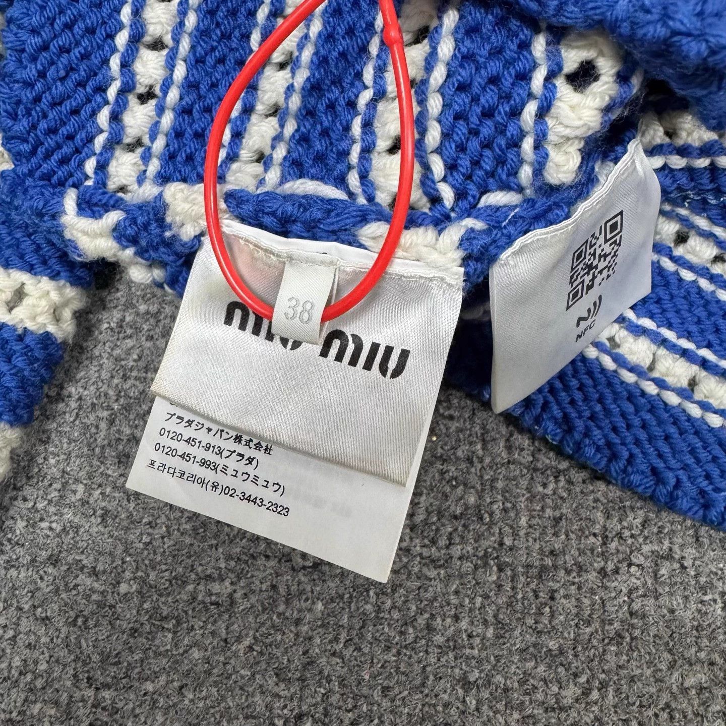 Miu Miu MIU MIU Blue & White Stripe Single-Breasted Knit Cardi Size XS / US 0-2 / IT 36-38 - 7 Thumbnail