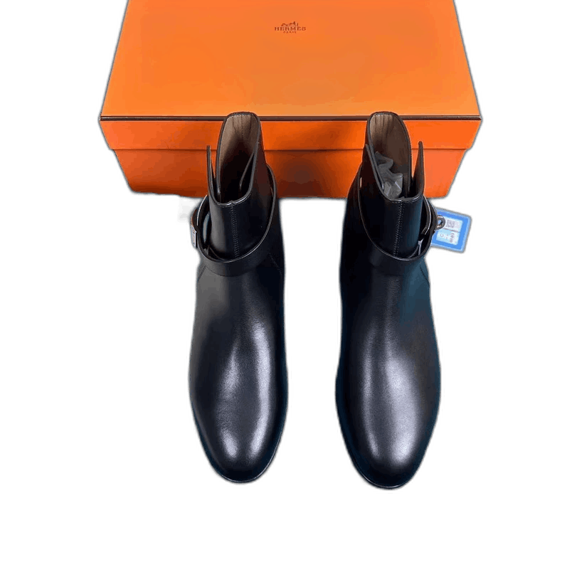 Hermes hermès black leather ankle boots size 38 Size US 7.5 / EU 40-41 - 1 Thumbnail