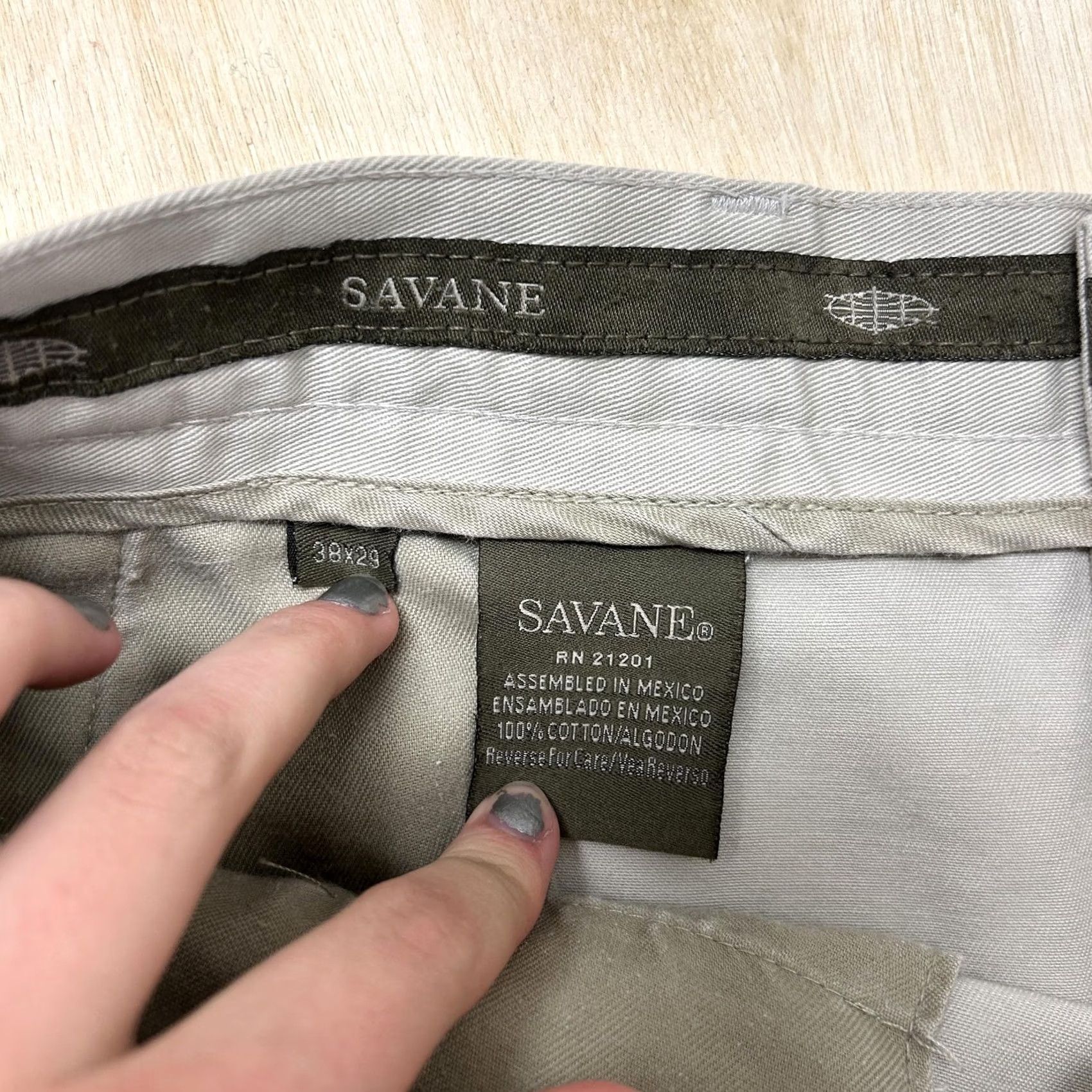 Savane Savane Pants Mens 38x29 Gray Chino Flat Front Straight Leg Cotton Casual Office Size US 38 / EU 54 - 4 Thumbnail