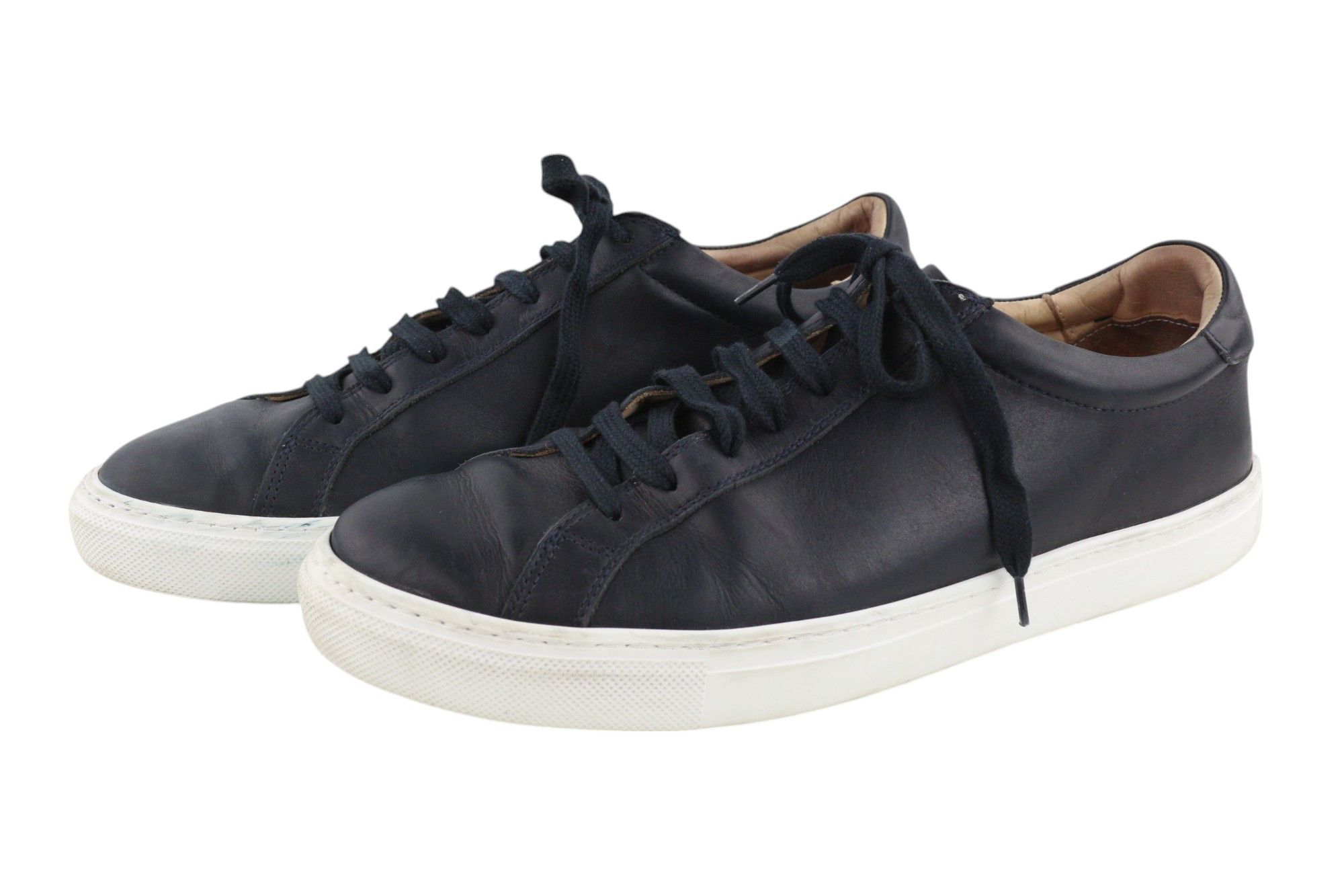 Suitsupply EU45 Navy Blue Leather Low-Top Sneakers 81563 Size US 12 / EU 45 - 2 Thumbnail