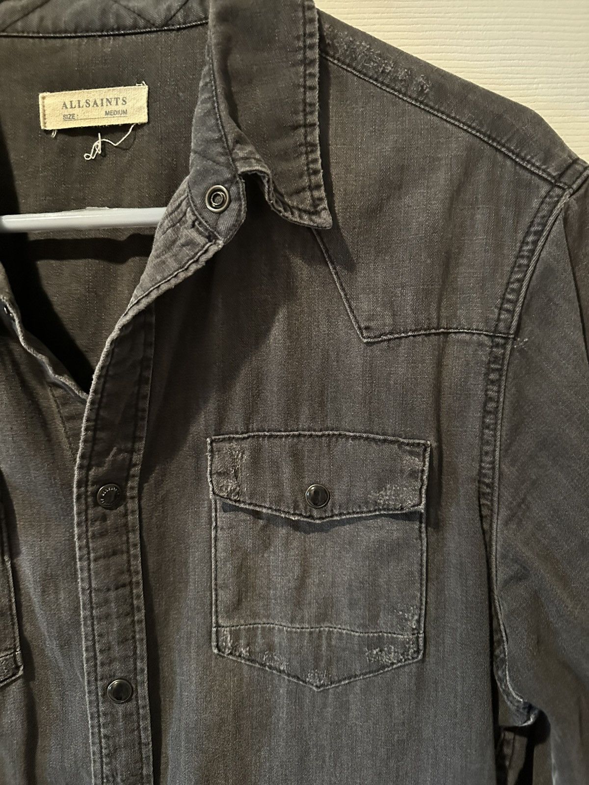 Allsaints All Saints Black Denim Western Long Sleeve Size US M / EU 48-50 / 2 - 6 Thumbnail