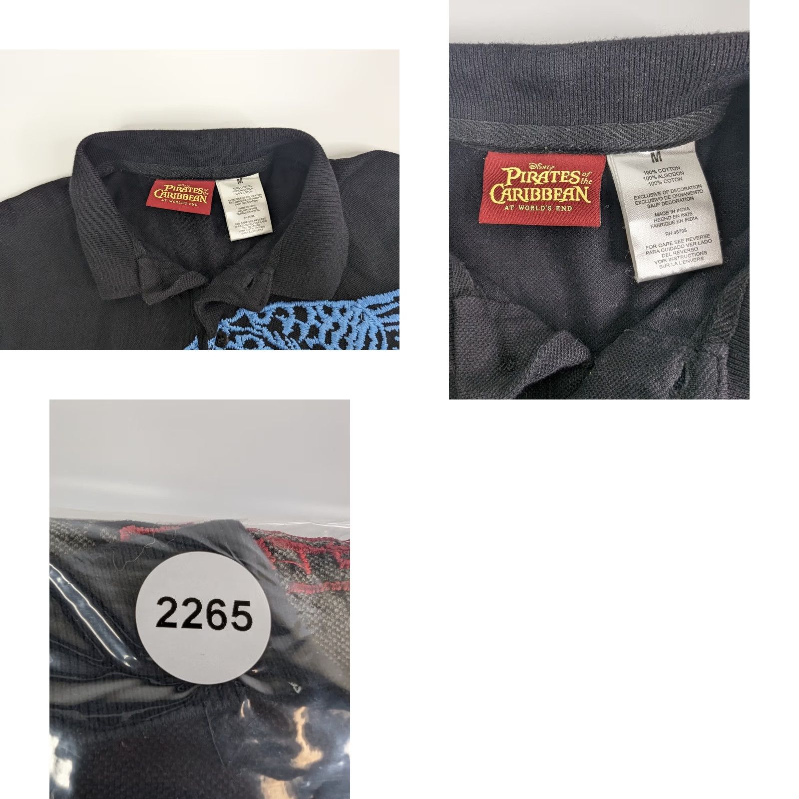 Disney Disney Parks Authentic Polo Black Embroidered Koi Fish Pirates of the Caribbean Polo Men M Short Sleeve Button-Down Collar Cotton Shirt Size US M / EU 48-50 / 2 - 8 Thumbnail