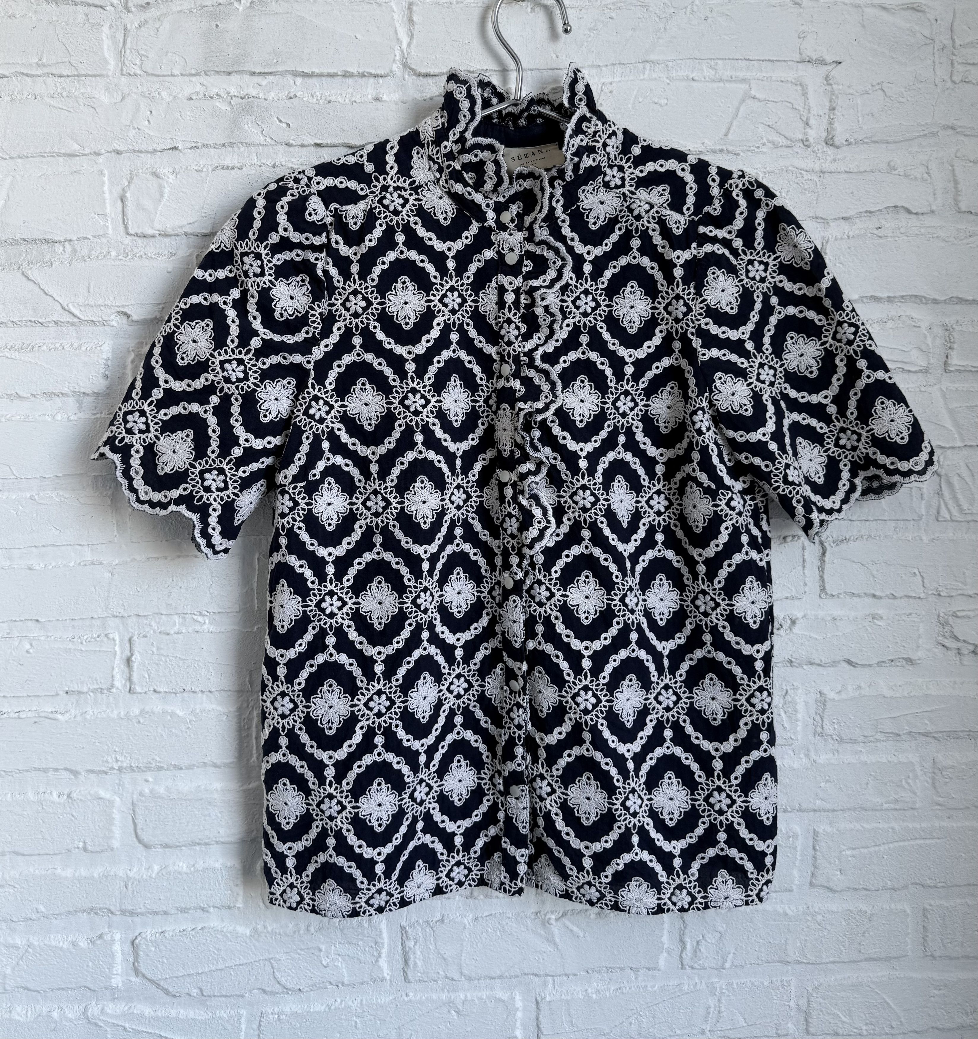 Sezane Sezane Paris Embroidered cotton blouse Size S / US 4 / IT 40 - 1 Thumbnail