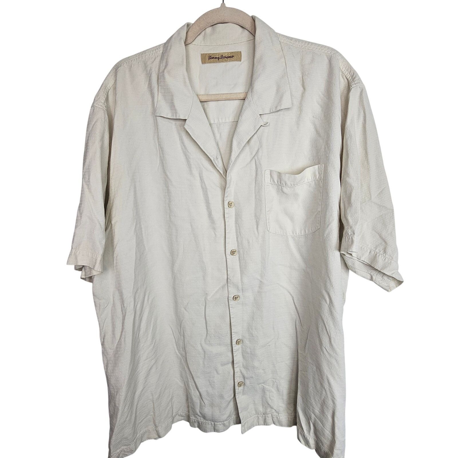 Tommy Bahama Tommy Bahama Mens Silk Hawaiian Shirt Size XL Cream Resort Size US XL / EU 56 / 4 - 1 Thumbnail