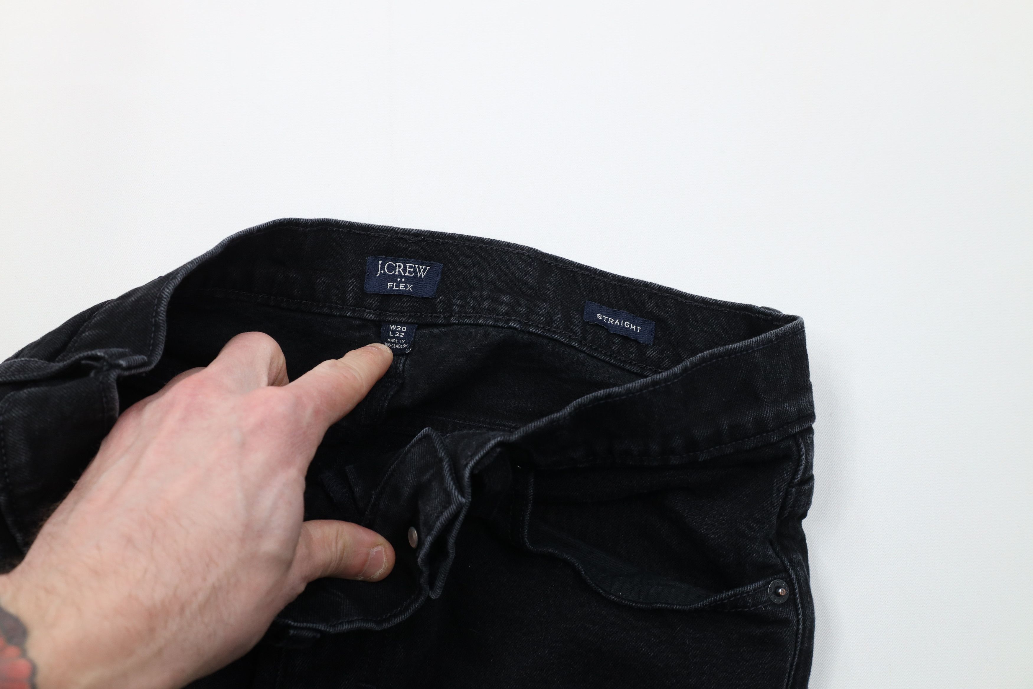 J.Crew Vintage Y2K J Crew Faded Flex Straight Leg Denim Jeans Black Size US 30 / EU 46 - 8 Thumbnail