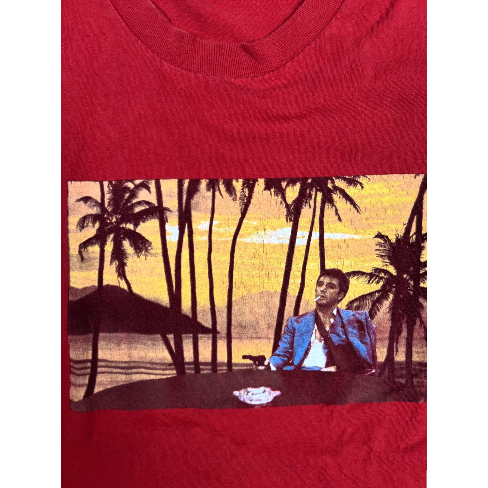 Vintage Scarface x Cookies T-Shirt Mens XL Red Sunset Vintage Crew Neck Graphic Print Tony Montana Size US XL / EU 56 / 4 - 2 Thumbnail