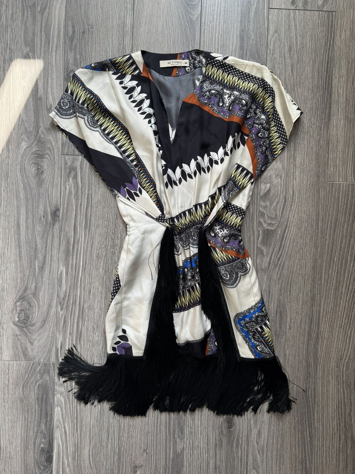 Etro Etro Milano multicolor silk midi fringe dress 40 Size S / US 4 / IT 40 - 2 Thumbnail
