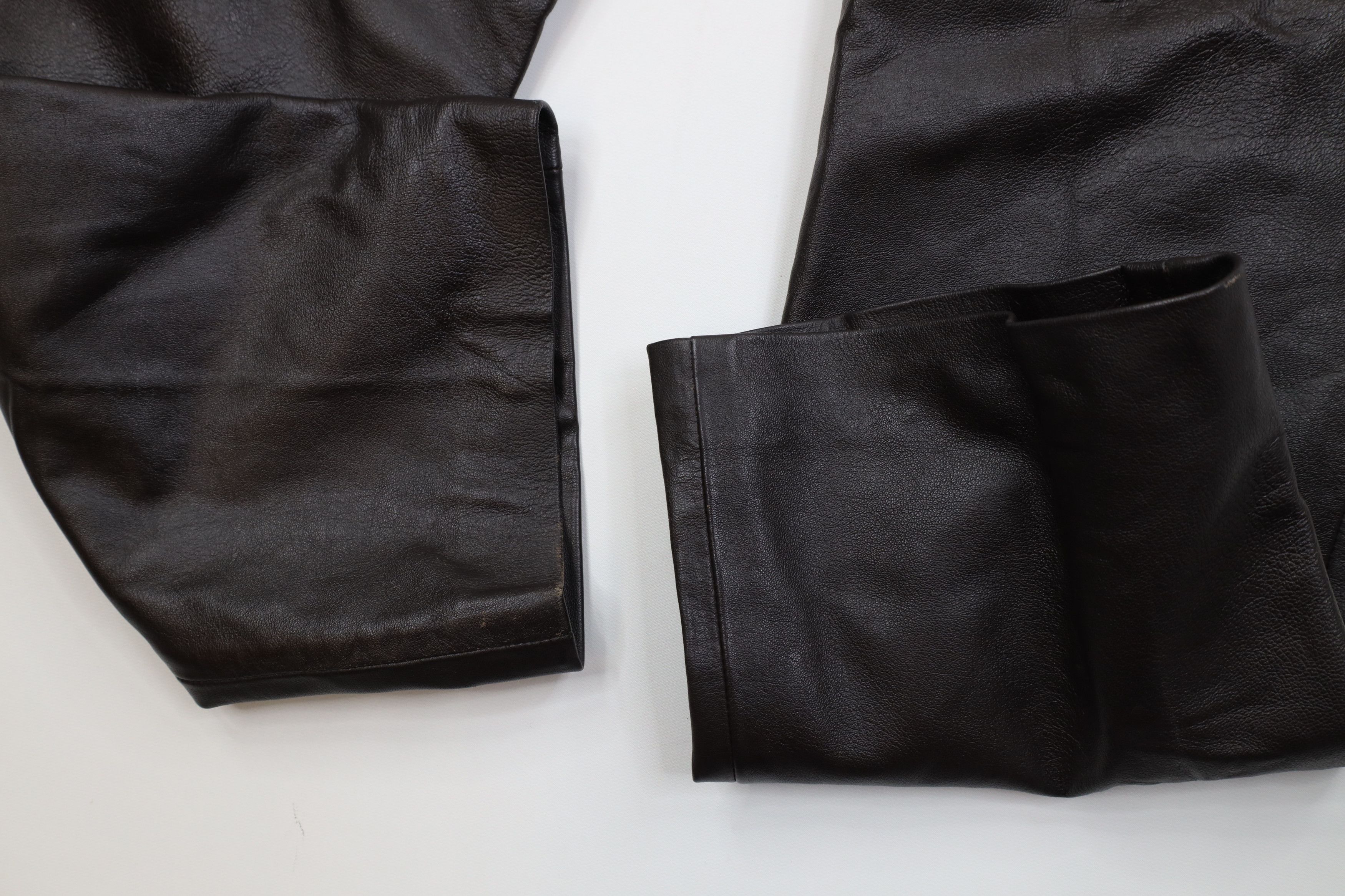 Vintage Vintage 90s Streetwear Flared Leather Pants Trousers Brown Size 34" / US 12 / IT 48 - 7 Thumbnail