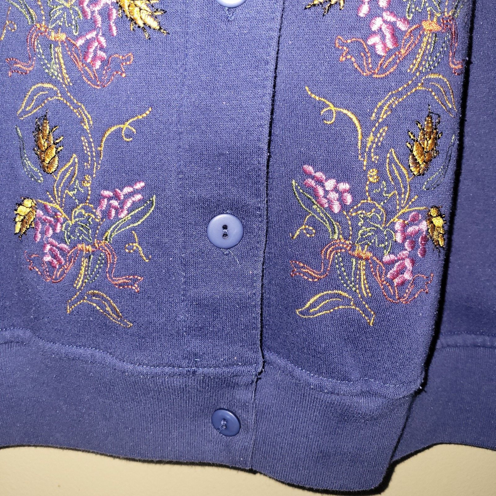 & Other Stories Shenanigans Women's Embroidered Flower Blue Cardigan Size XXL / US 16-18 / IT 52-54 - 2 Thumbnail