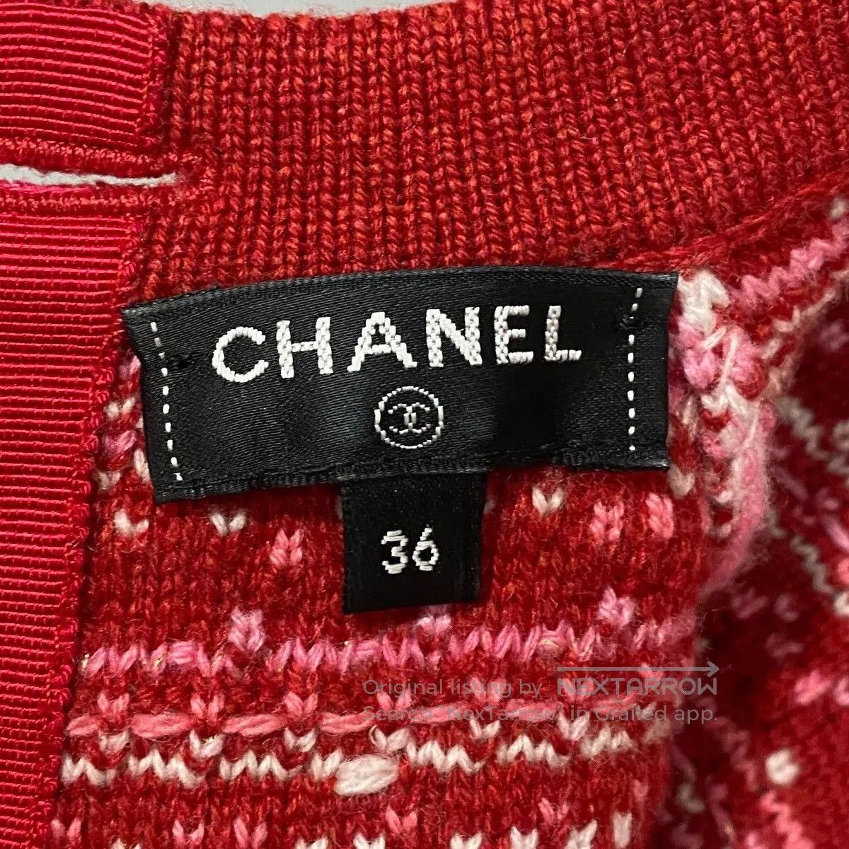 Chanel Chanel Red White Cashmere Sweater Coat. Size XS / US 0-2 / IT 36-38 - 4 Thumbnail