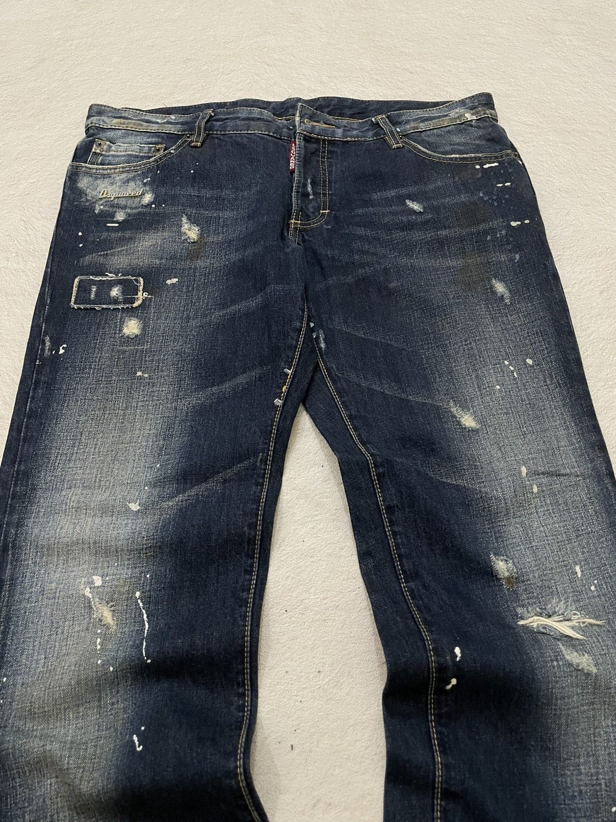 Japanese Brand Dsquared Heavy Distressed Denim Paint Splatter Dirty Washed Size US 37 - 2 Thumbnail