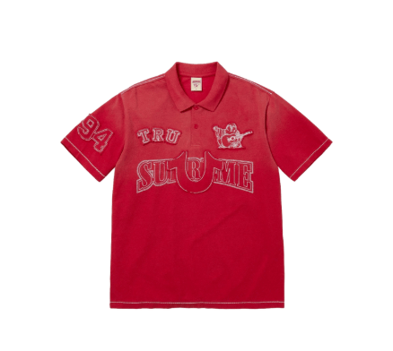 【L】Supreme Twill Appliqué Polo Supreme Twill Appliqué Polo Navy Men's - FW25 - US