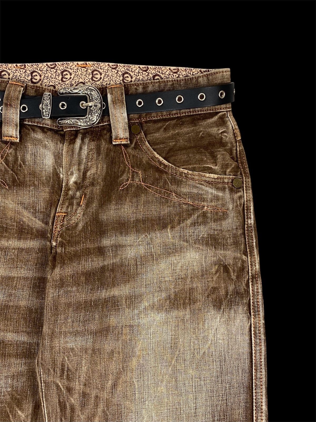 Hysteric Glamour VERY RARE❗️VTG EDWIN BLUE TRIP CRAZY FADED BROWN FLARE JEANS Size US 30 / EU 46 - 5 Thumbnail