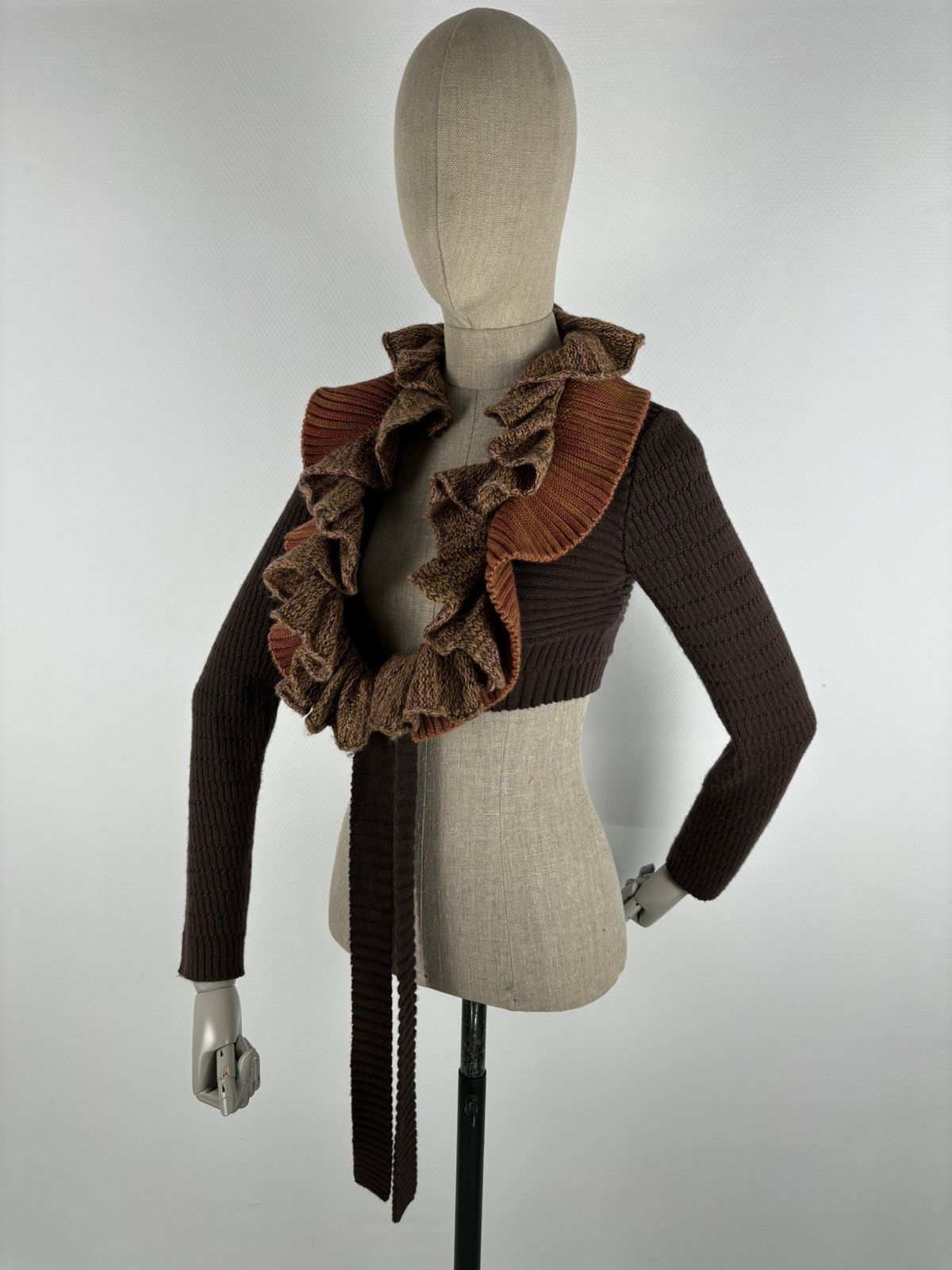 Cop Copine SAVE THE QUEEN Wool Knit Shawl Cardigan Crop Bolero Sweater Size XL / US 12-14 / IT 48-50 - 10 Thumbnail