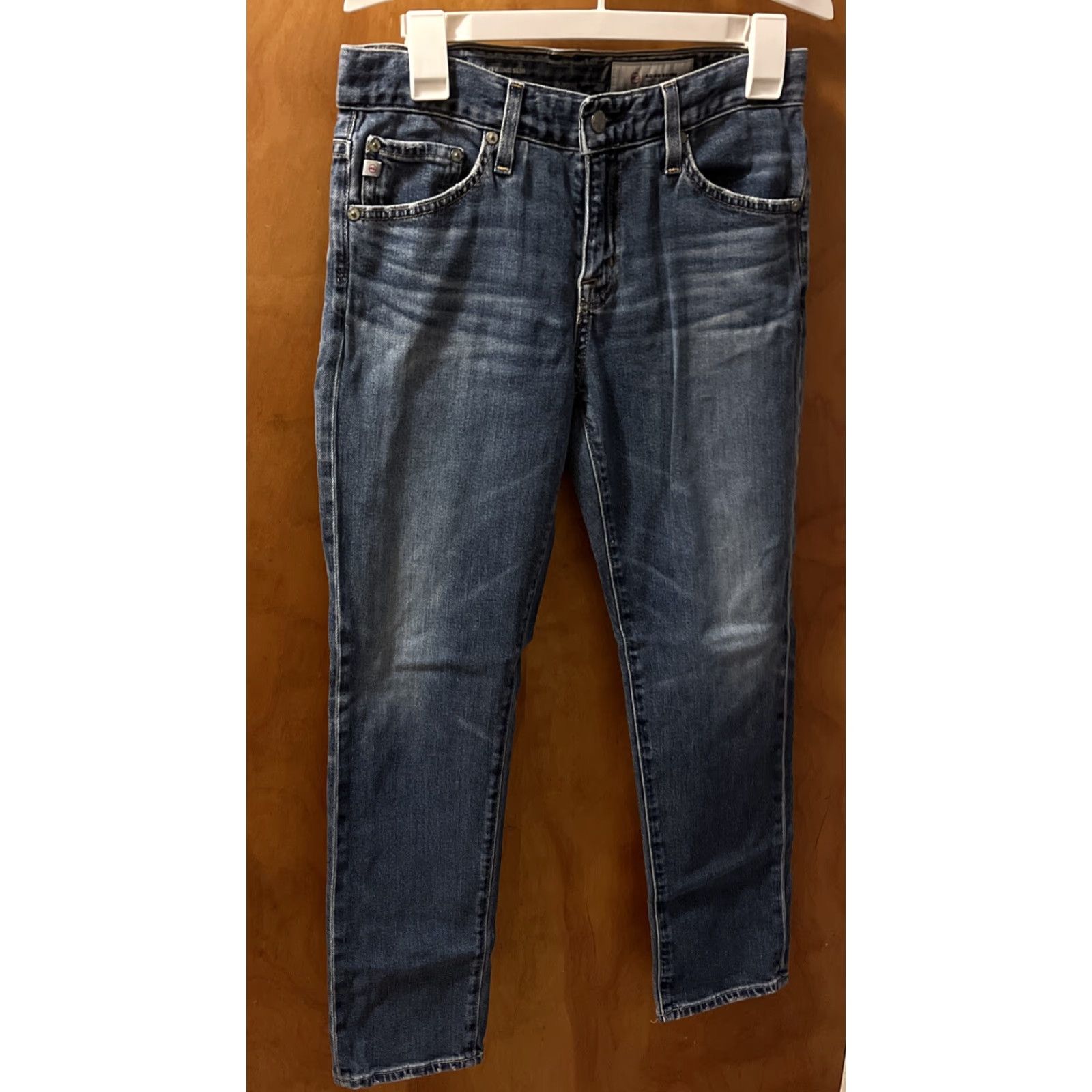 Denime VINTAGE AG Adriano Goldschmied Womens Jeans The Ex Boyfriend Slim Fit Denim 25R Blue Women Slim 25 R Jeans Size 42" / US 20 - 2 Thumbnail