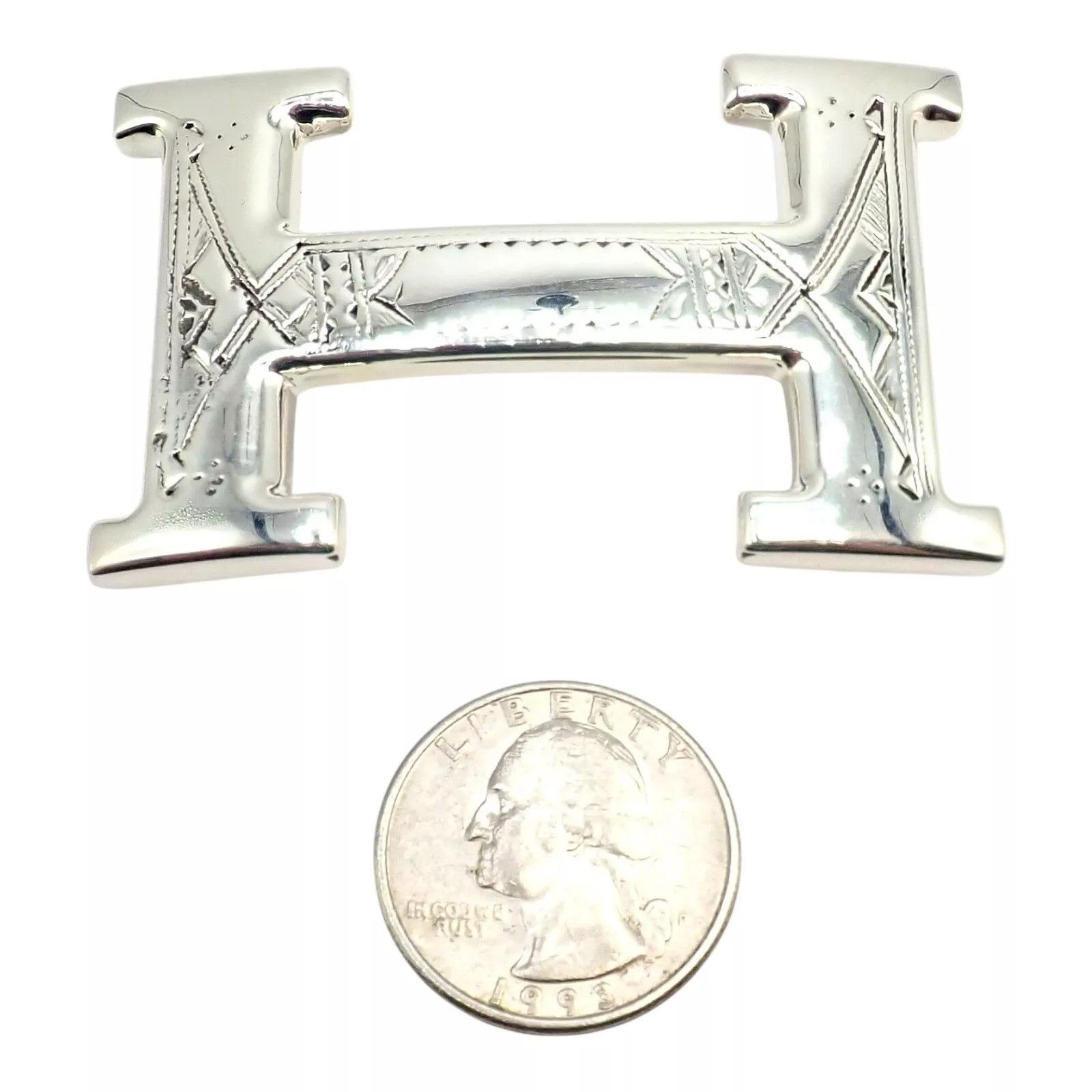 Hermes Hermes Silver Signature Classic Large H Belt Buckle 32m Size ONE SIZE - 3 Thumbnail