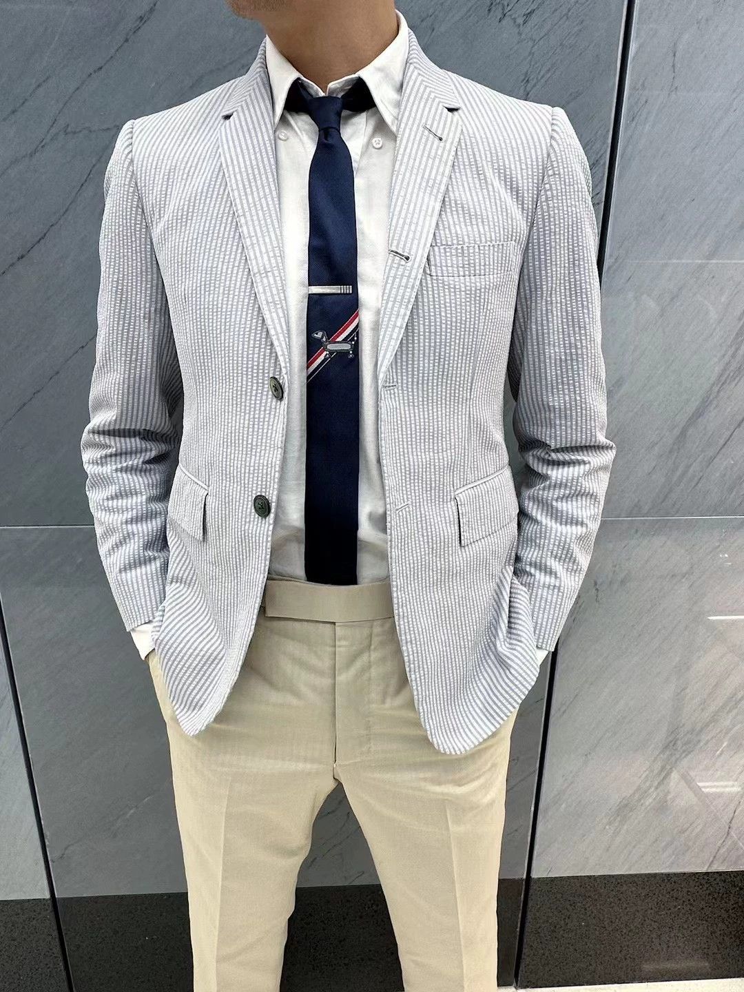 Thom Browne Thom Browne Classic Seersucker Suit Size 2 New Size US M / EU 48-50 / 2 - 7 Thumbnail