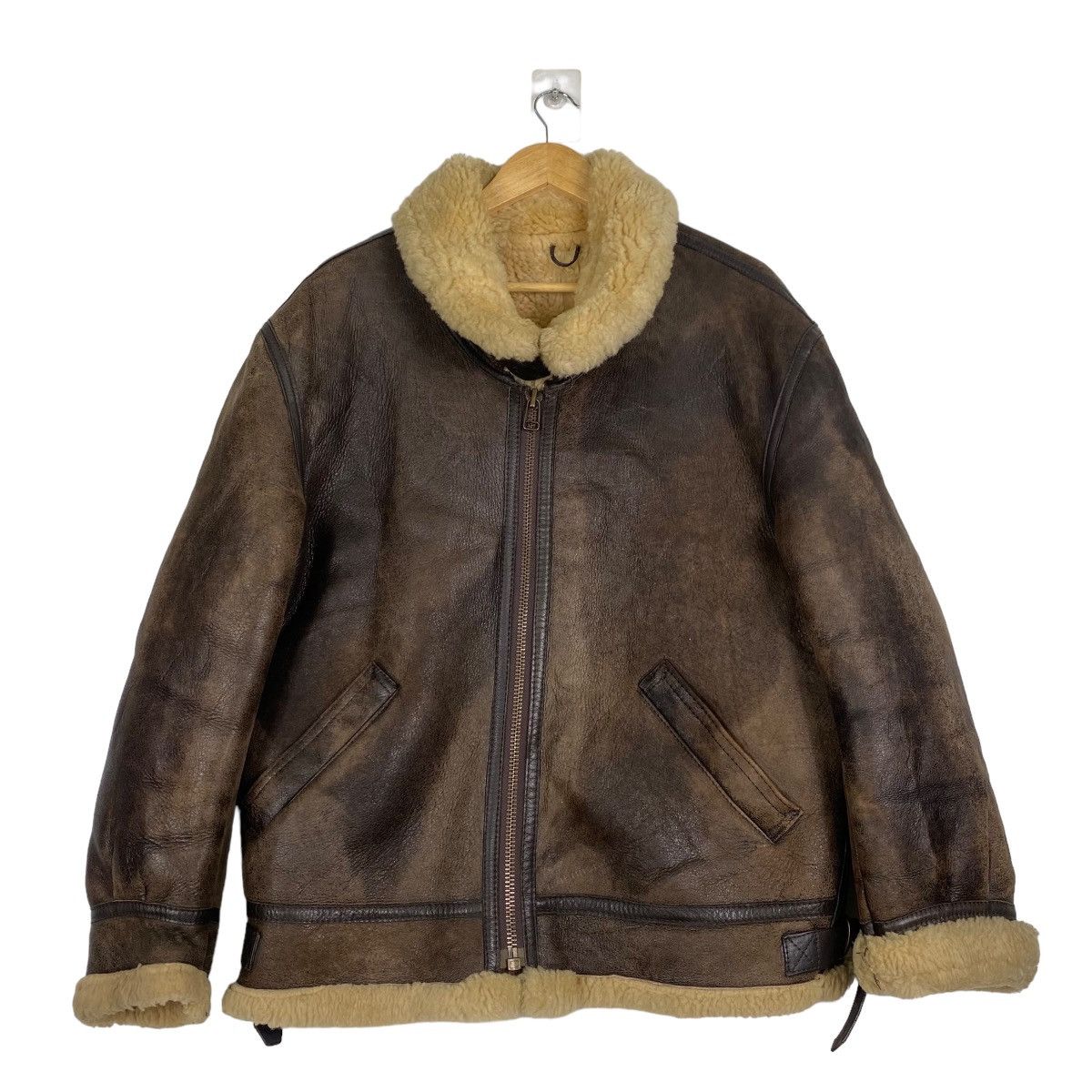 Japanese Brand Men Robo B-3 style sheep skin shearling leather jacket Size US M / EU 48-50 / 2 - 1 Thumbnail