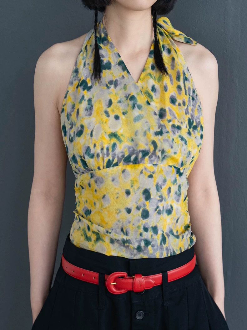 Kenzo KENZO Yellow and green spots silk vest back vintagery Size XS / US 0-2 / IT 36-38 - 1 Thumbnail