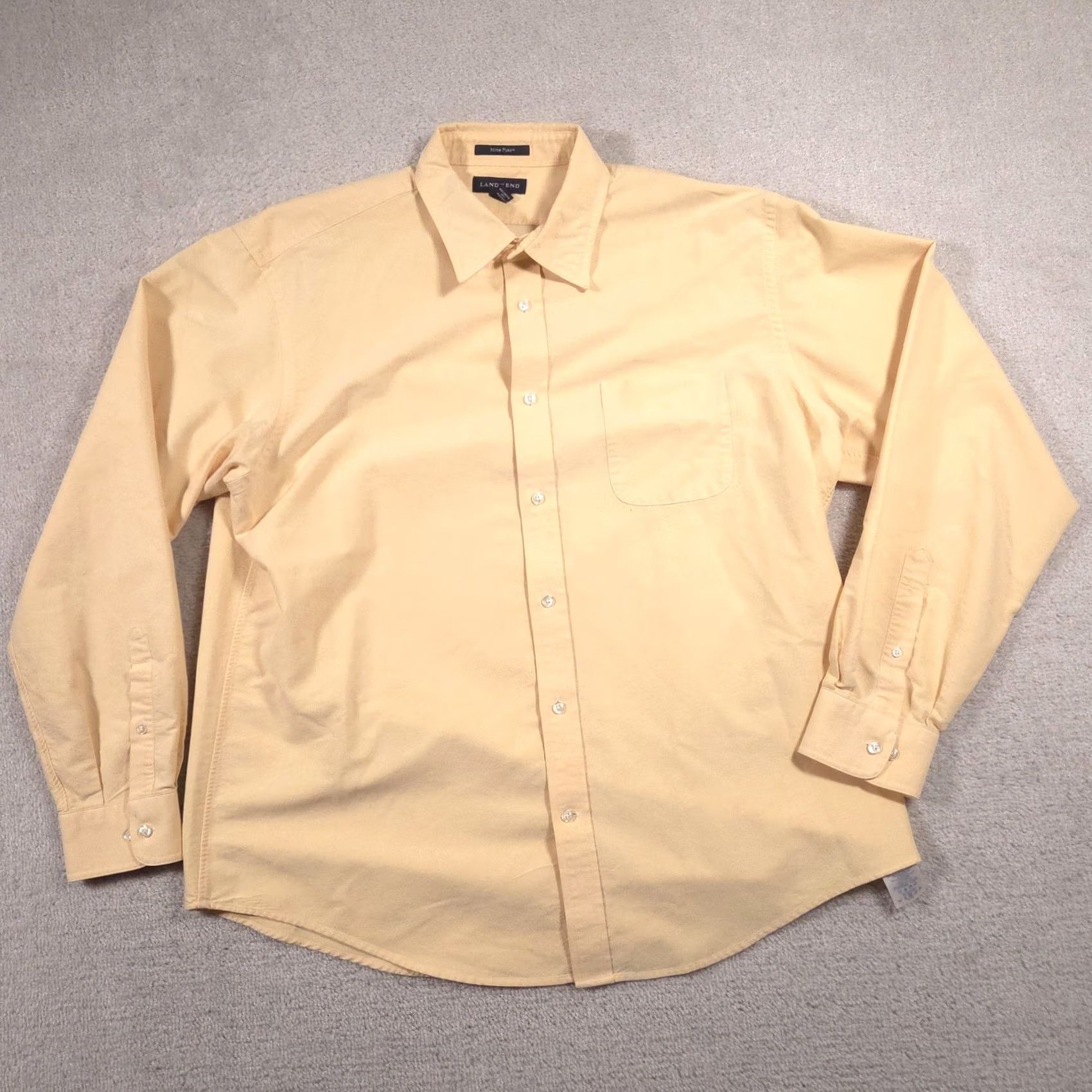 Lands' End VINTAGE Lands' End Hyde Park Shirt Mens XL Yellow Solid Button Front Long Sleeve Casual Size US XL / EU 56 / 4 - 2 Thumbnail