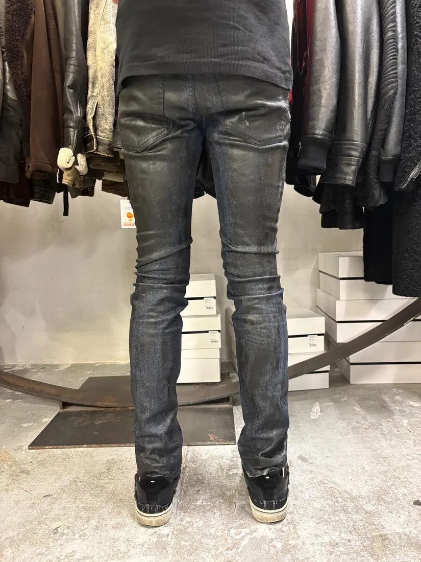 Just Cavalli SS2017 Cavalli Black Waxed Brut Denim Skinny Jeans Size US 31 - 4 Thumbnail