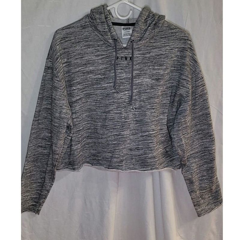 Victoria's Secret Victoria’s Secret PINK Grey Crop Hoodie Pullover Size L Size L / US 10 / IT 46 - 1 Thumbnail