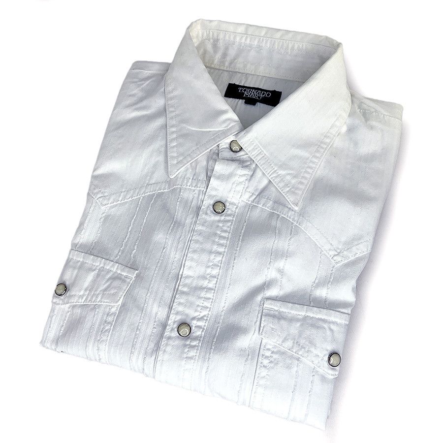 Tornado Mart Tornado Mart White Ribboned Short Sleeve Shirt Size US S / EU 44-46 / 1 - 1 Thumbnail