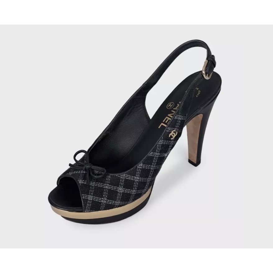 Chanel Chanel Black Textile Slingbacks Size 39.5 Size US 8.5 / IT 38.5 - 3 Thumbnail