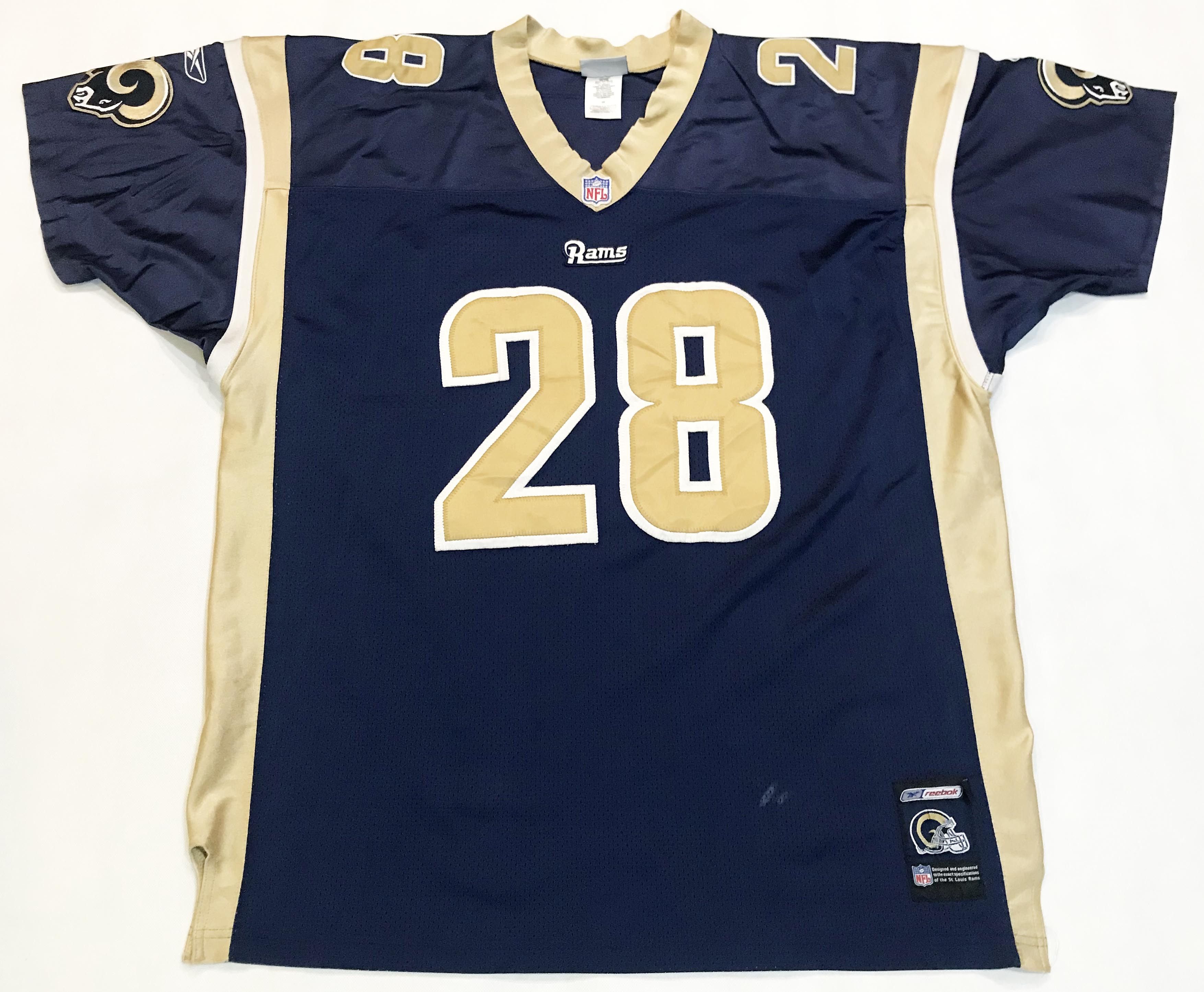 Vintage Reebok On Field Marshall Faulk Rams Gold Jersey Size Large hotsell #28